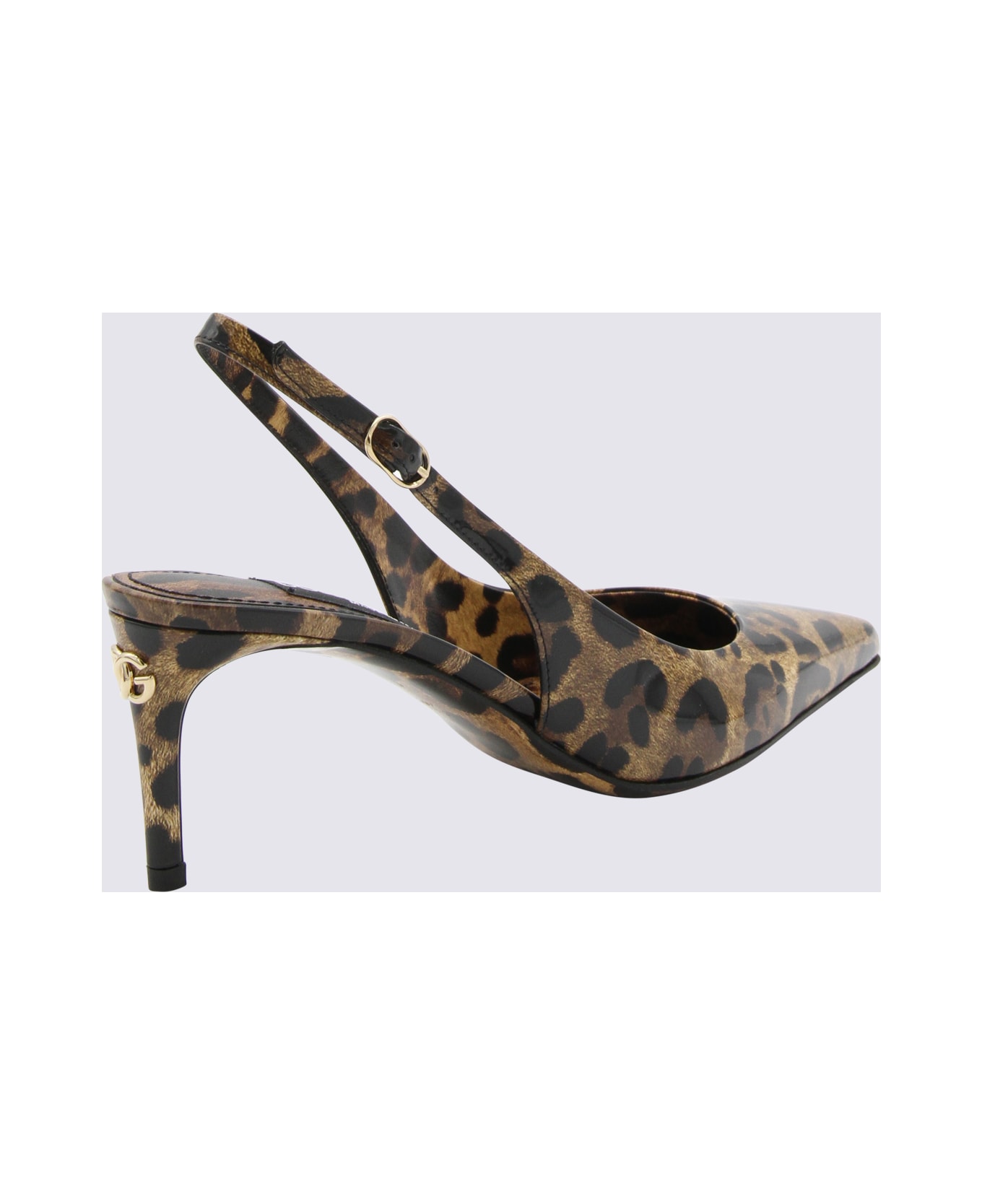 Dolce & Gabbana Leopard Print Leather Slingback Pumps - Brown