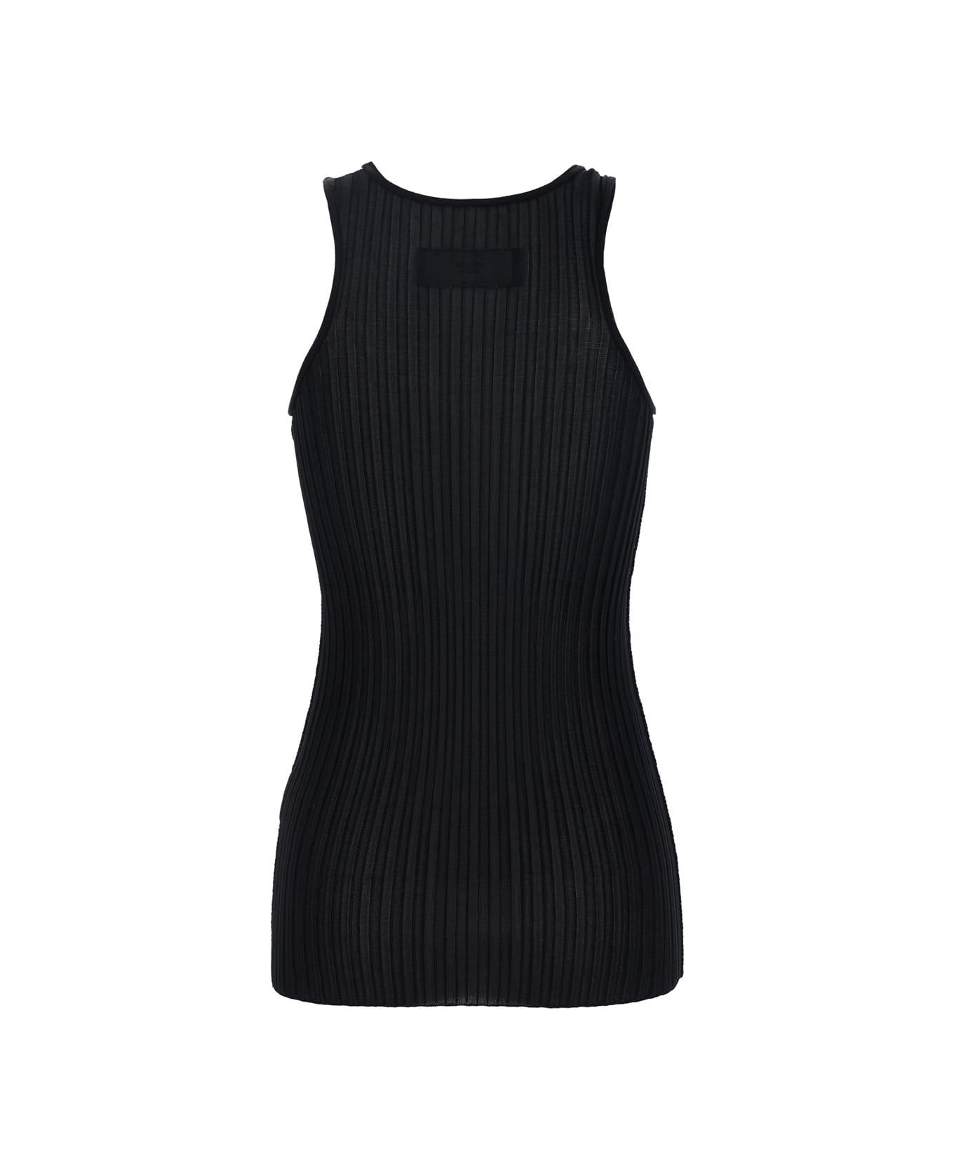 Phoebe Philo Black Ribbed Knit Sleeveless Top With Round Neck In Viscose Woman - Black