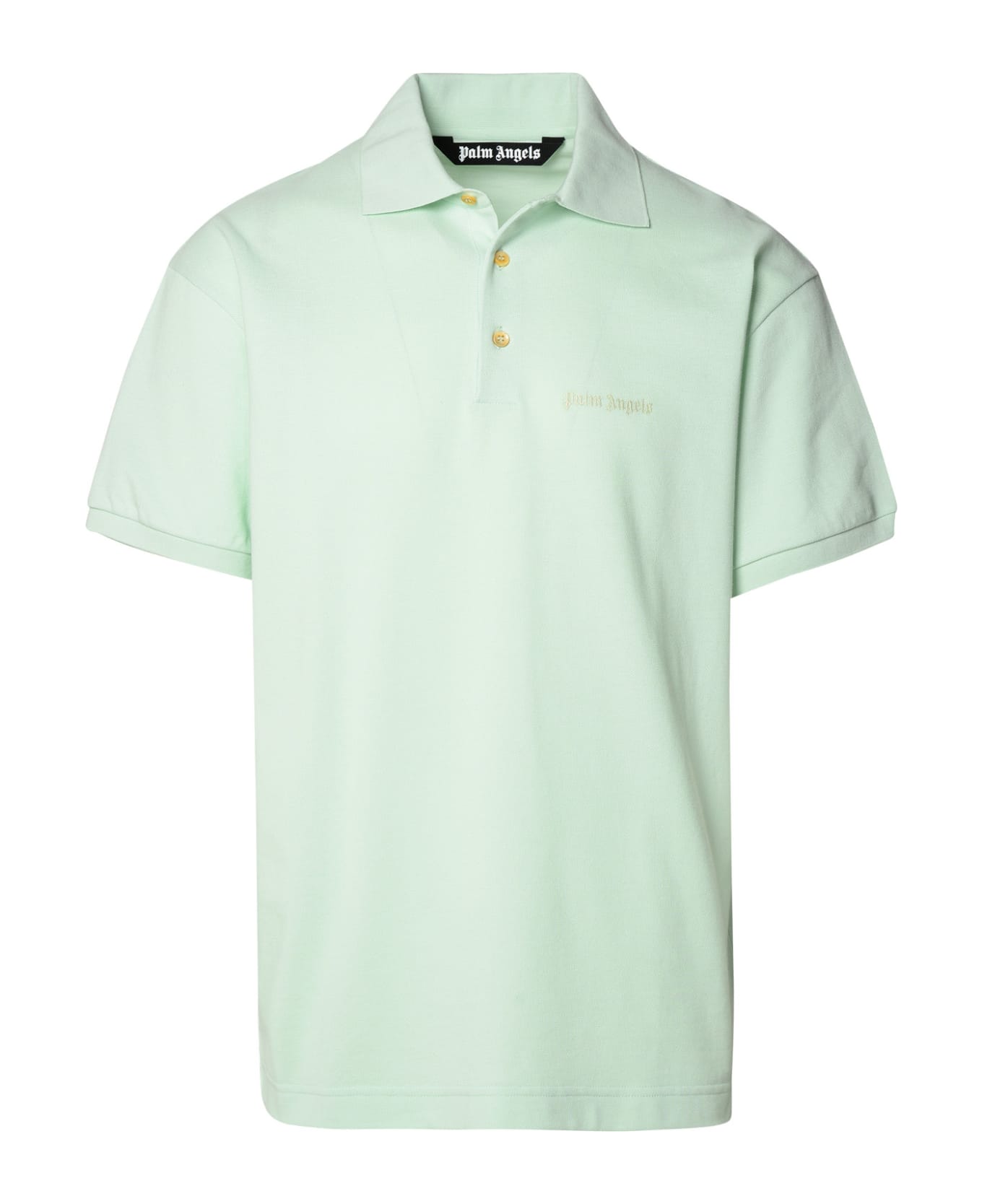 Palm Angels Cotton Polo Shirt With Logo - Green