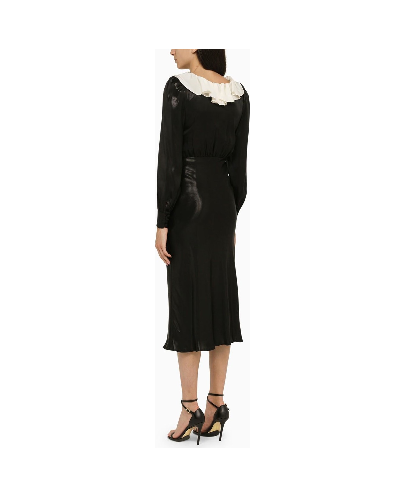 Alessandra Rich Glossy Black Midi Dress - Black