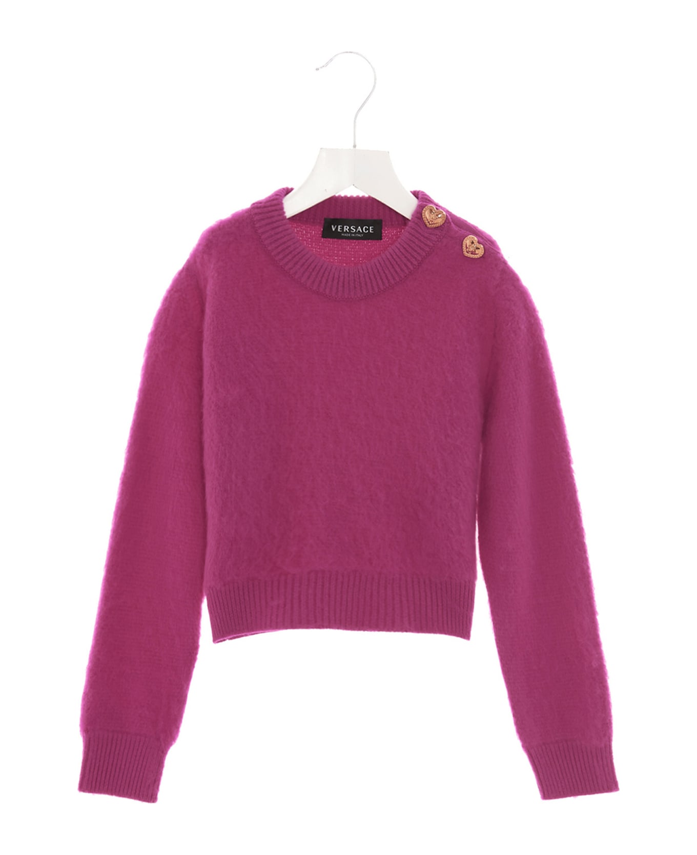 Versace Heart Button Sweater - Fuchsia