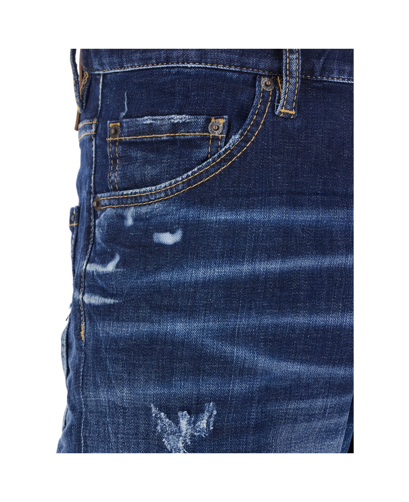 Dsquared2 'cool Guy' Blue Five Pocket Jeans With Distressed Effect And Logo Patch On The Back In Denim Man - Blu