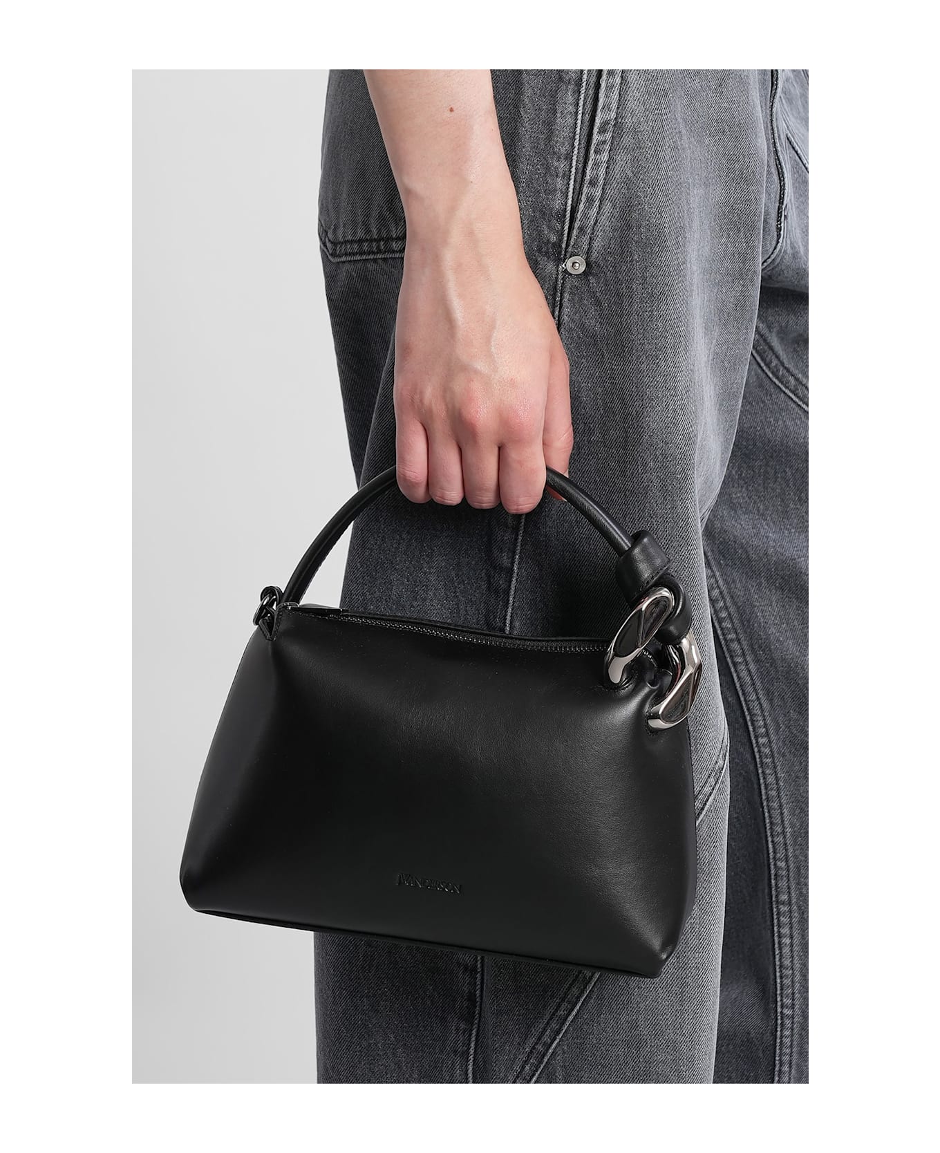 J.W. Anderson Corner Hand Bag In Black Leather - black