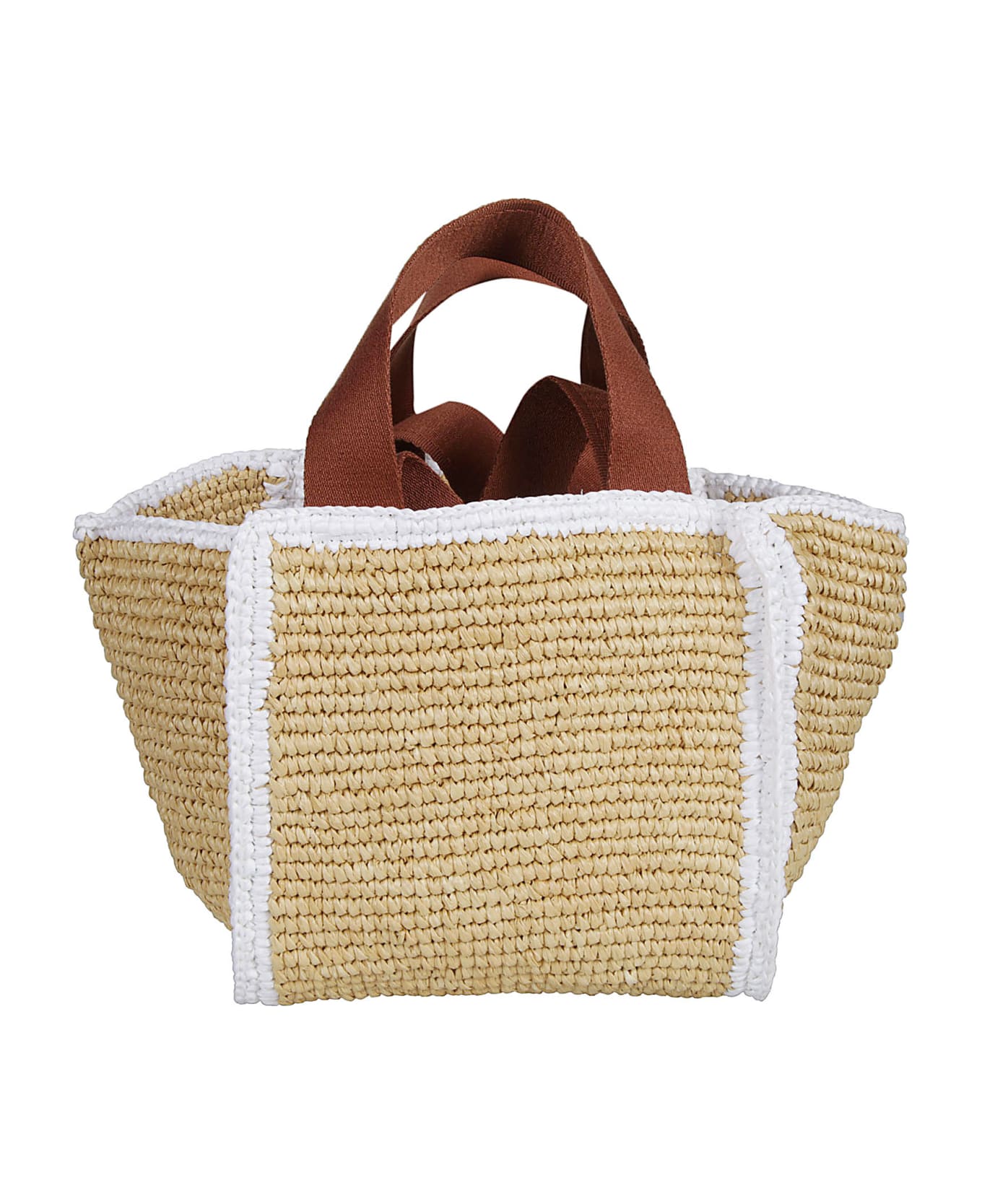Marni Logo Embroidered Woven Top Handle Tote - White トートバッグ