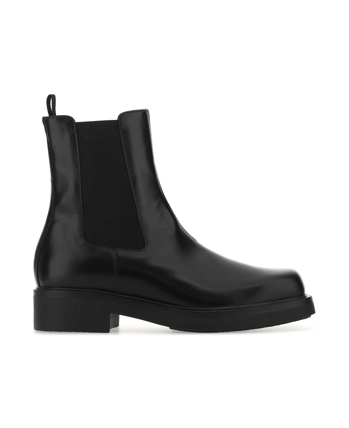 Prada Black Leather Ankle Boots - F0002