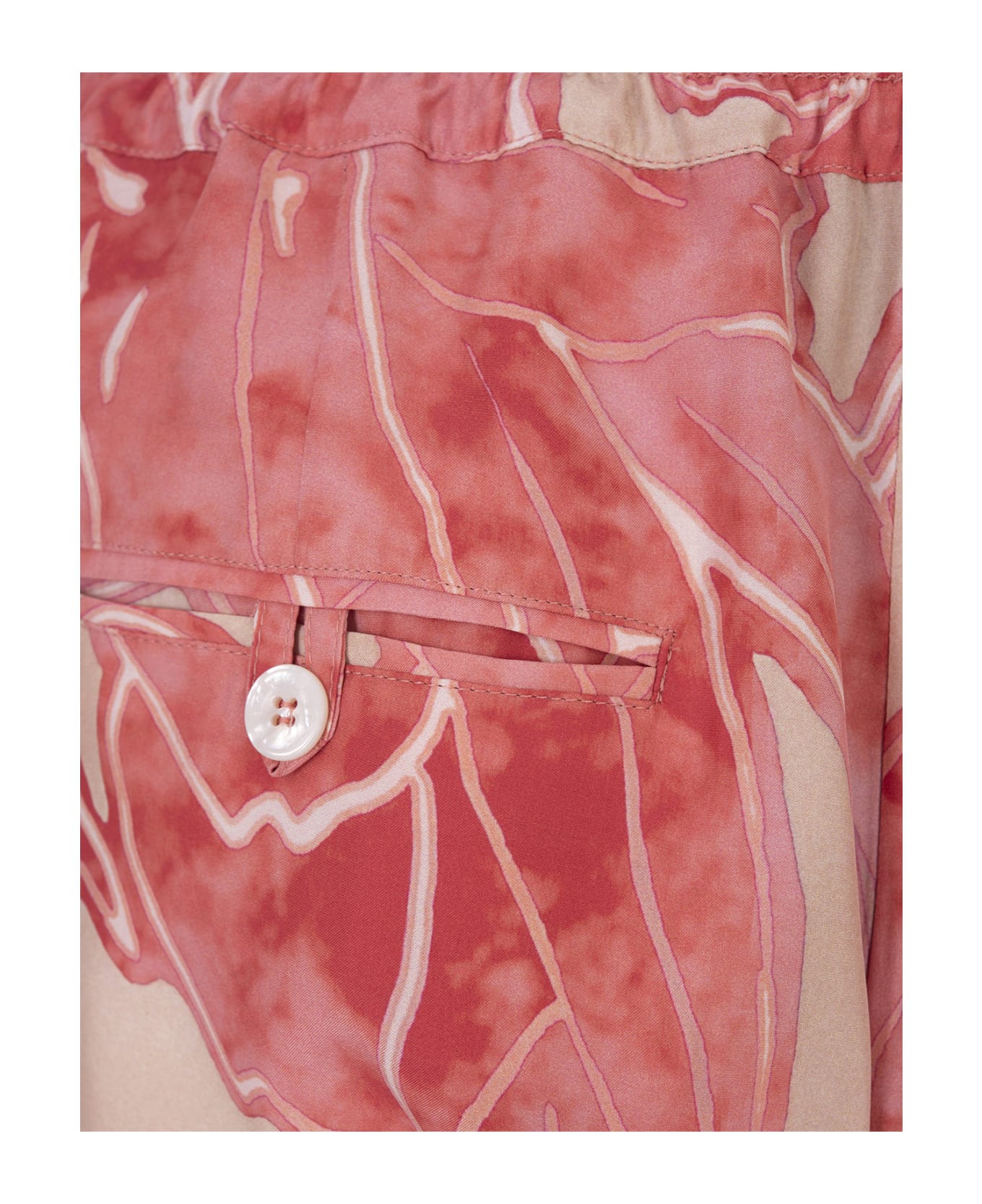 Kiton Printed Silk Drawstring Trousers In Pink - Pink