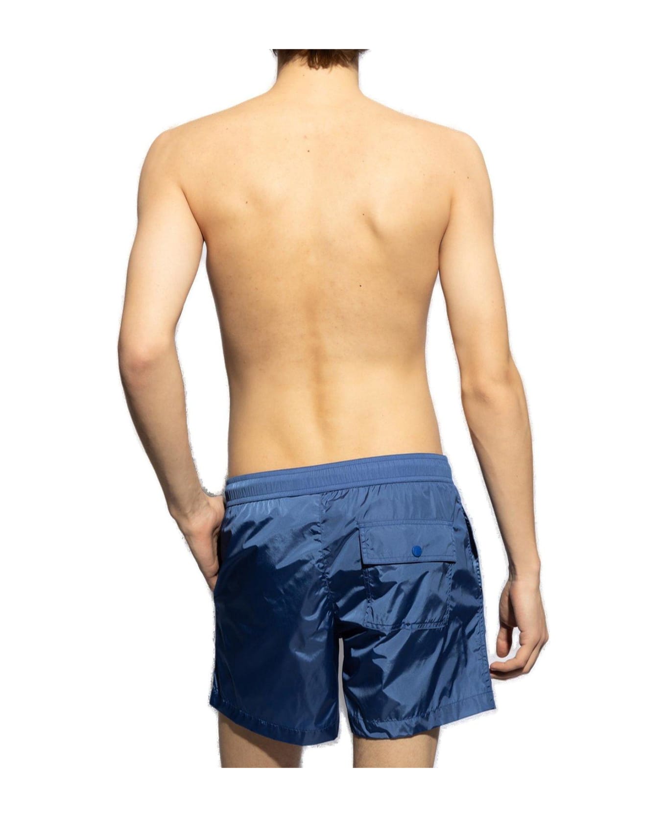 Moncler Button Detailed Logo Patch Swim Shorts - Nero