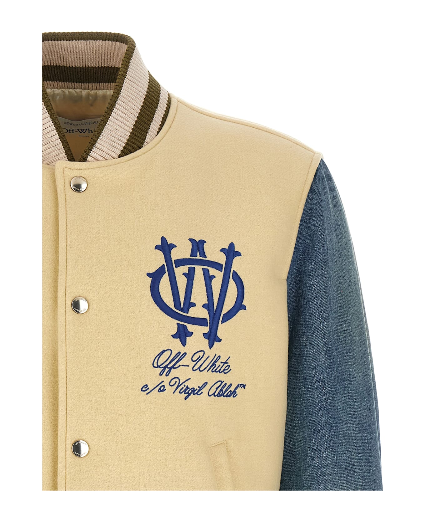 Off-White 'gothic Wool Denim Varsity' Bomber Jacket - Multicolor