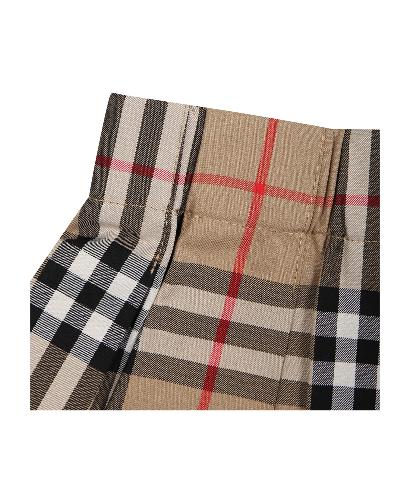 Burberry Beige Skirt For Baby Girl With Iconic All-over Vintage Check - Beige