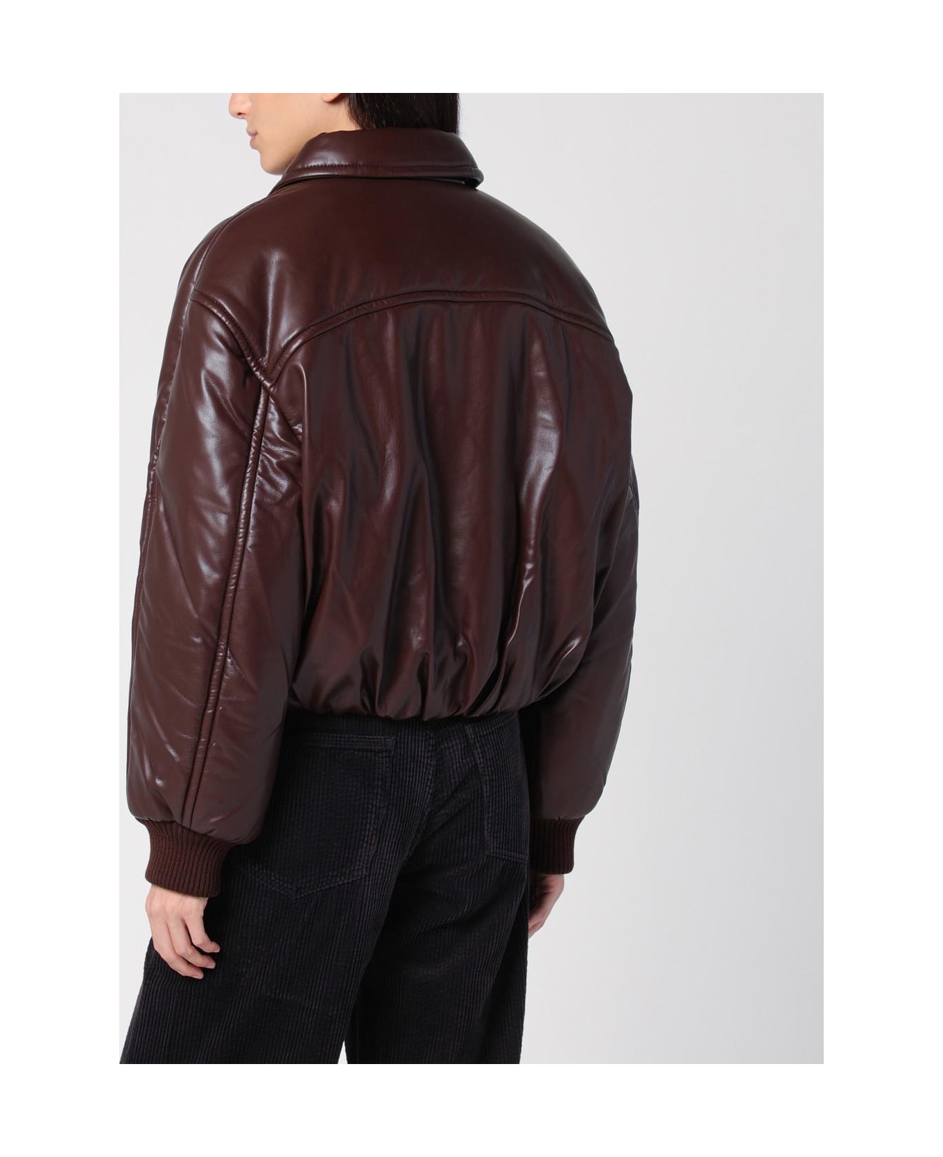 AGOLDE Brown Faux Leather Bomber Jacket - Non definito