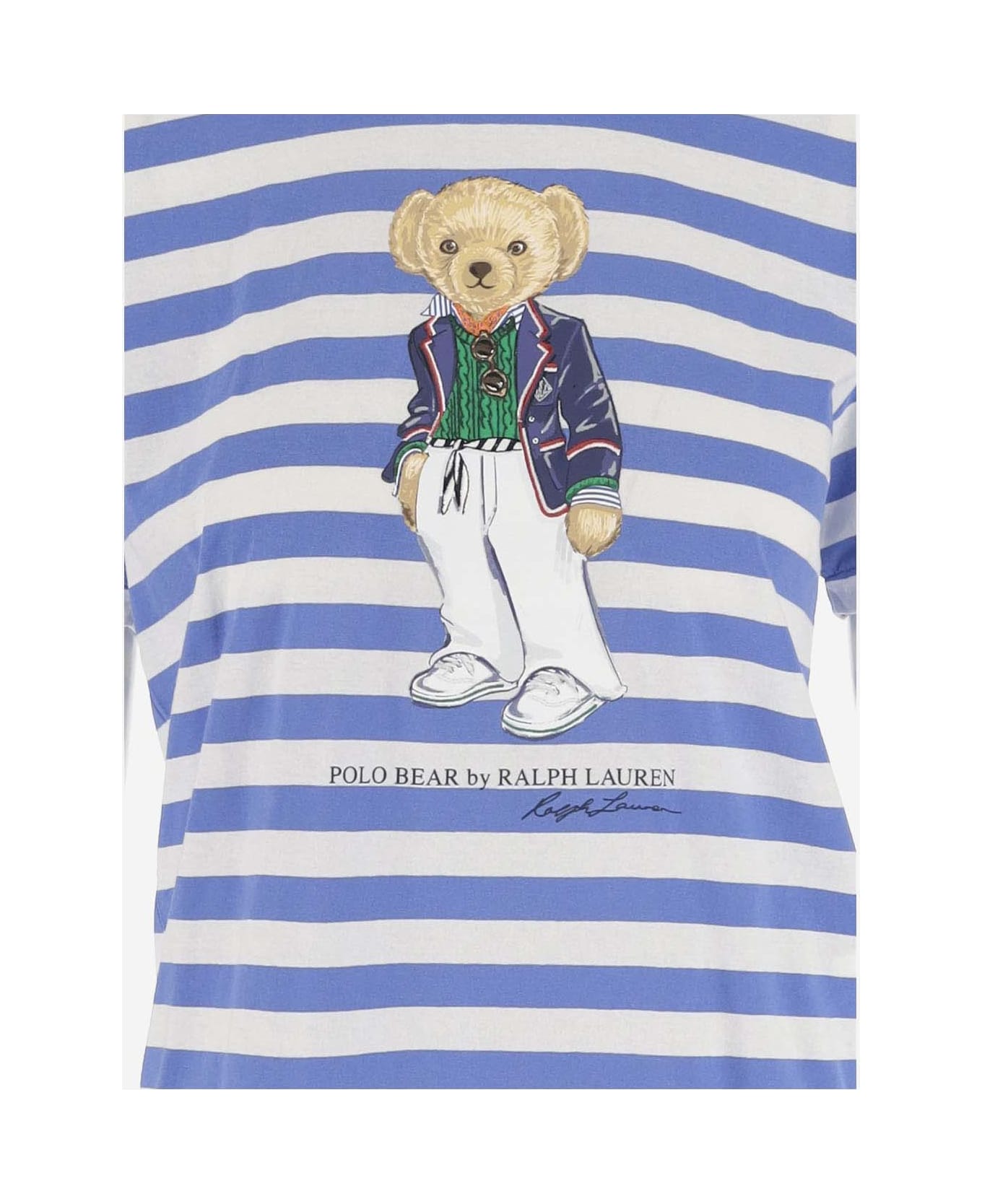 Ralph Lauren Polo Bear Striped Cotton T-shirt - blue Tシャツ