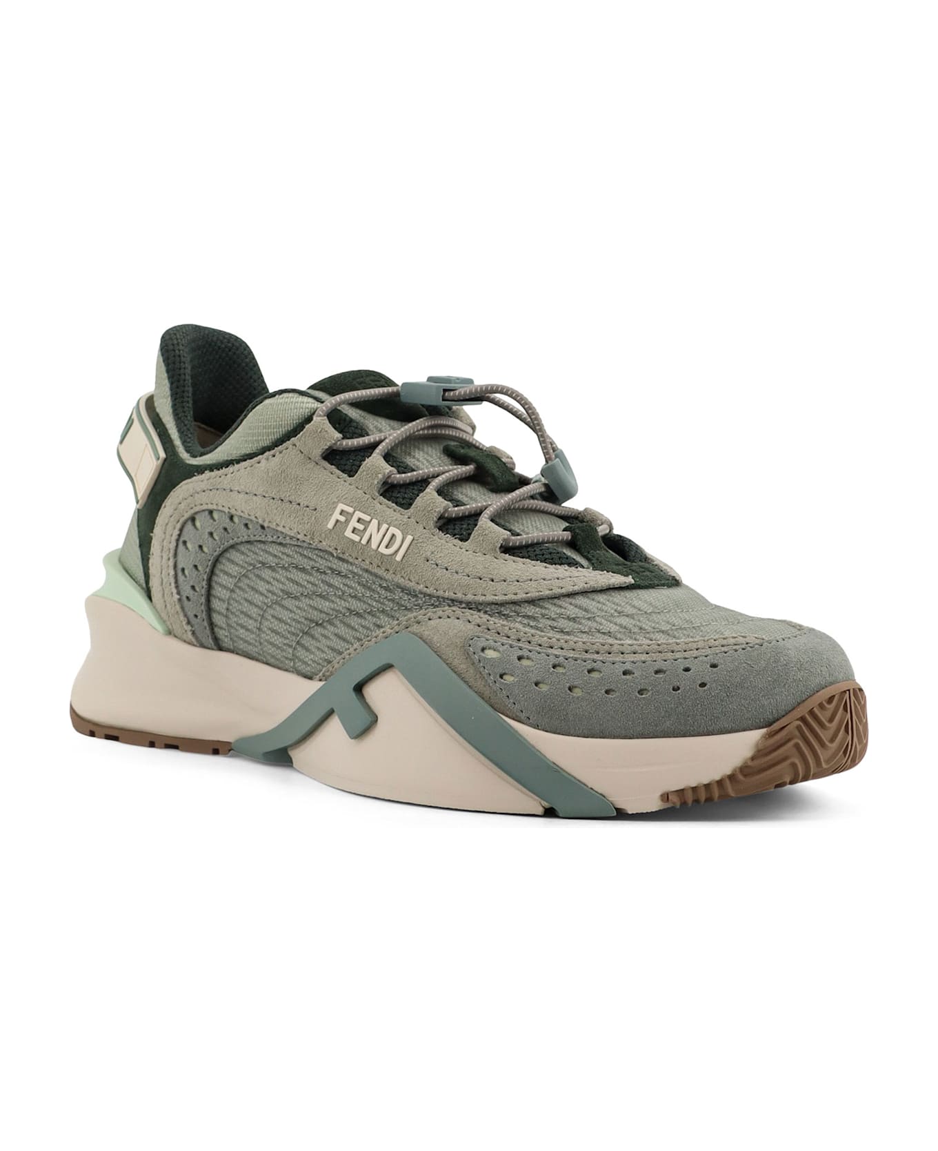 Fendi Flow Mesh And Suede Sneaers - MATCH+MAT LAT+GRA+BIA