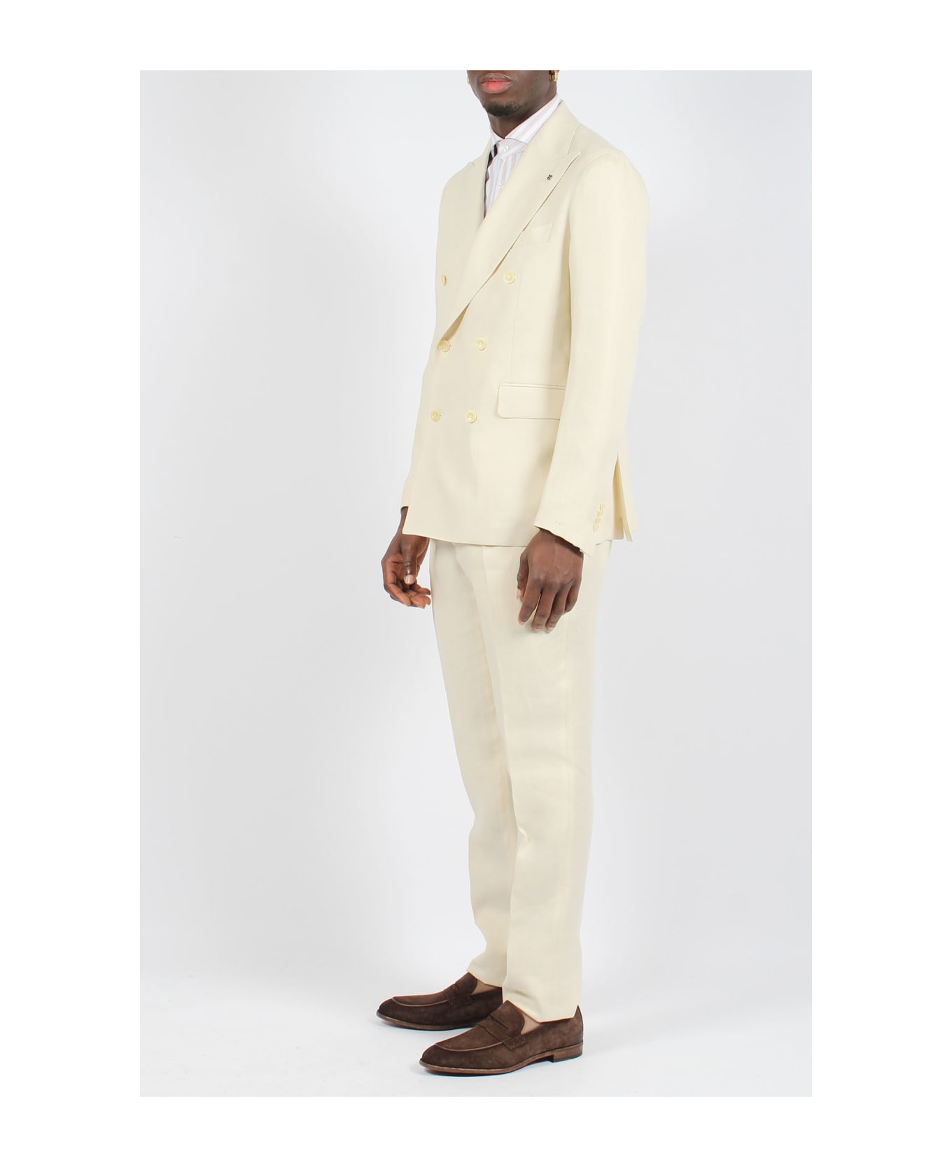 Tagliatore Linen Double-breasted Tailored Suit - White