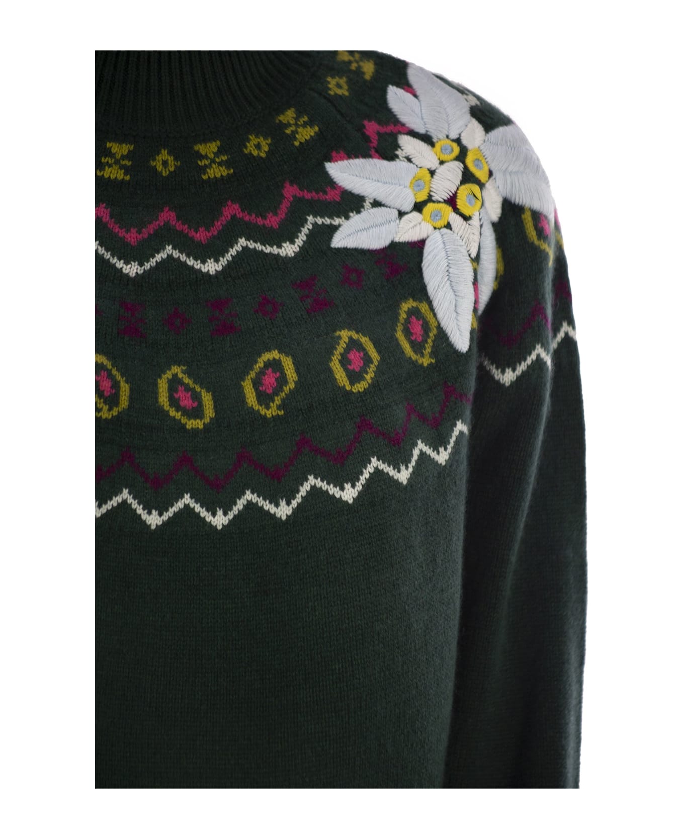 MC2 Saint Barth Wool-blend Jumper With Embroidery - Green