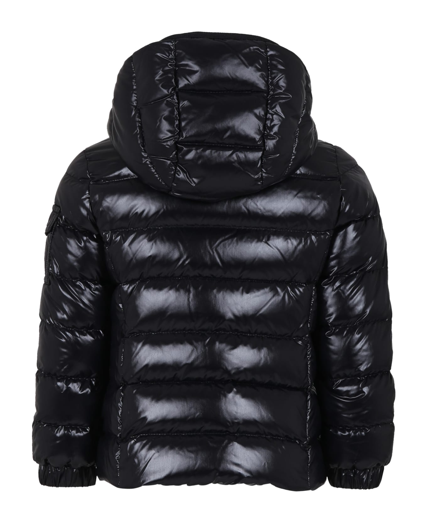 Moncler Black Bady Down Jacket For Girl With Logo - Black