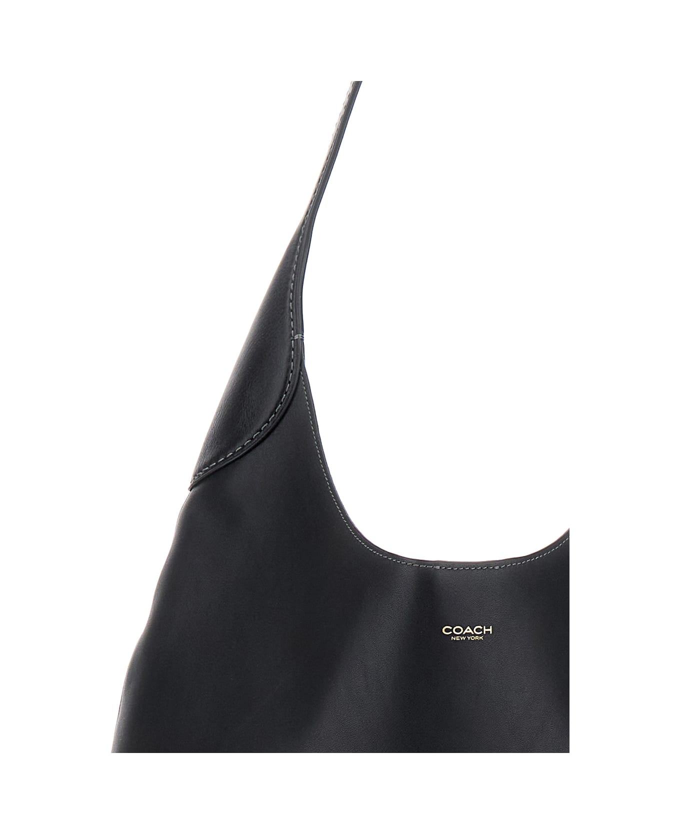 Coach 
brooklyn Large
 Black Shoulder Bag With Logo Lettering On The Front In Leather Woman - Black