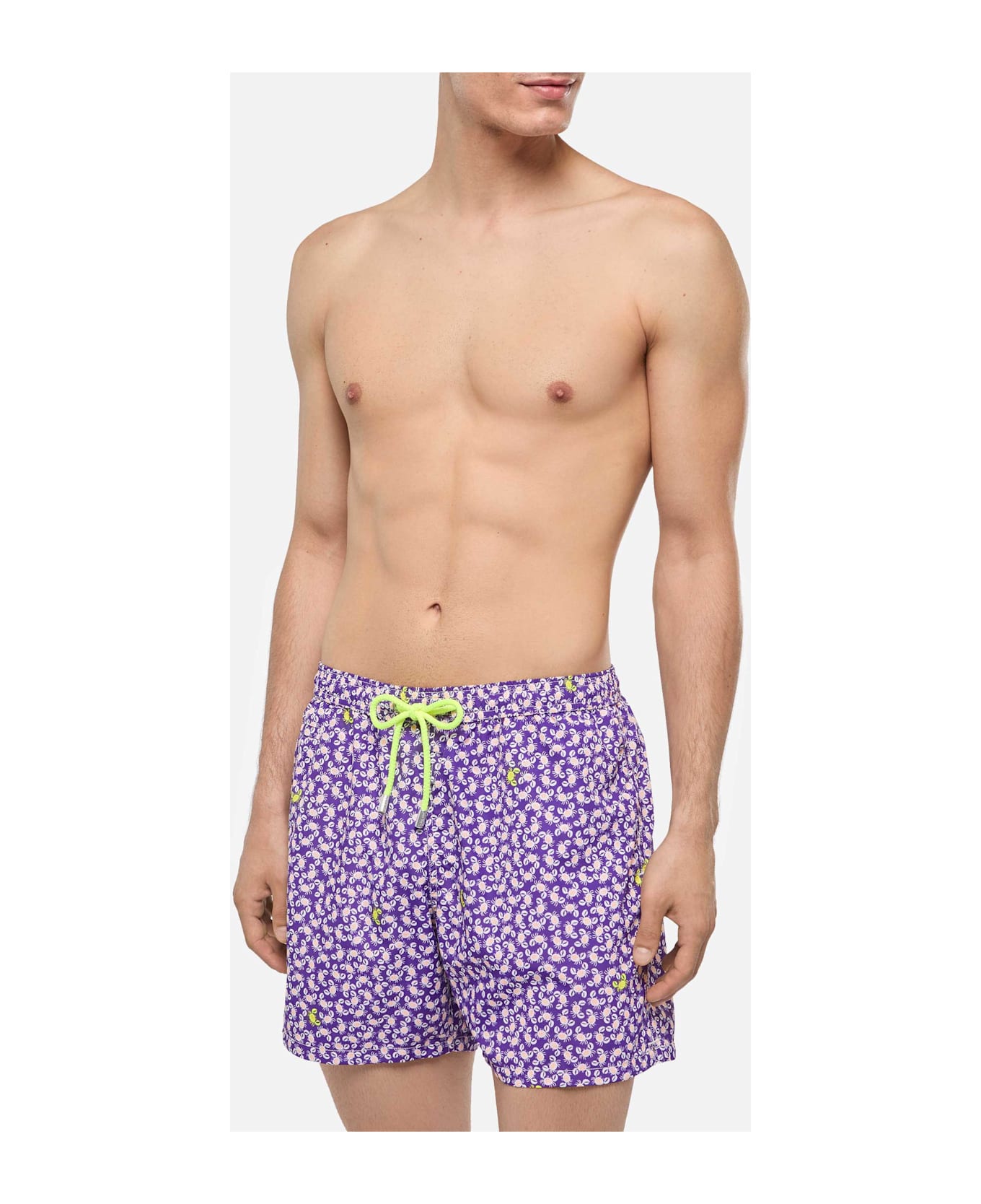 MC2 Saint Barth Man Light Fabric Swim Shorts With Crabs Print - PINK