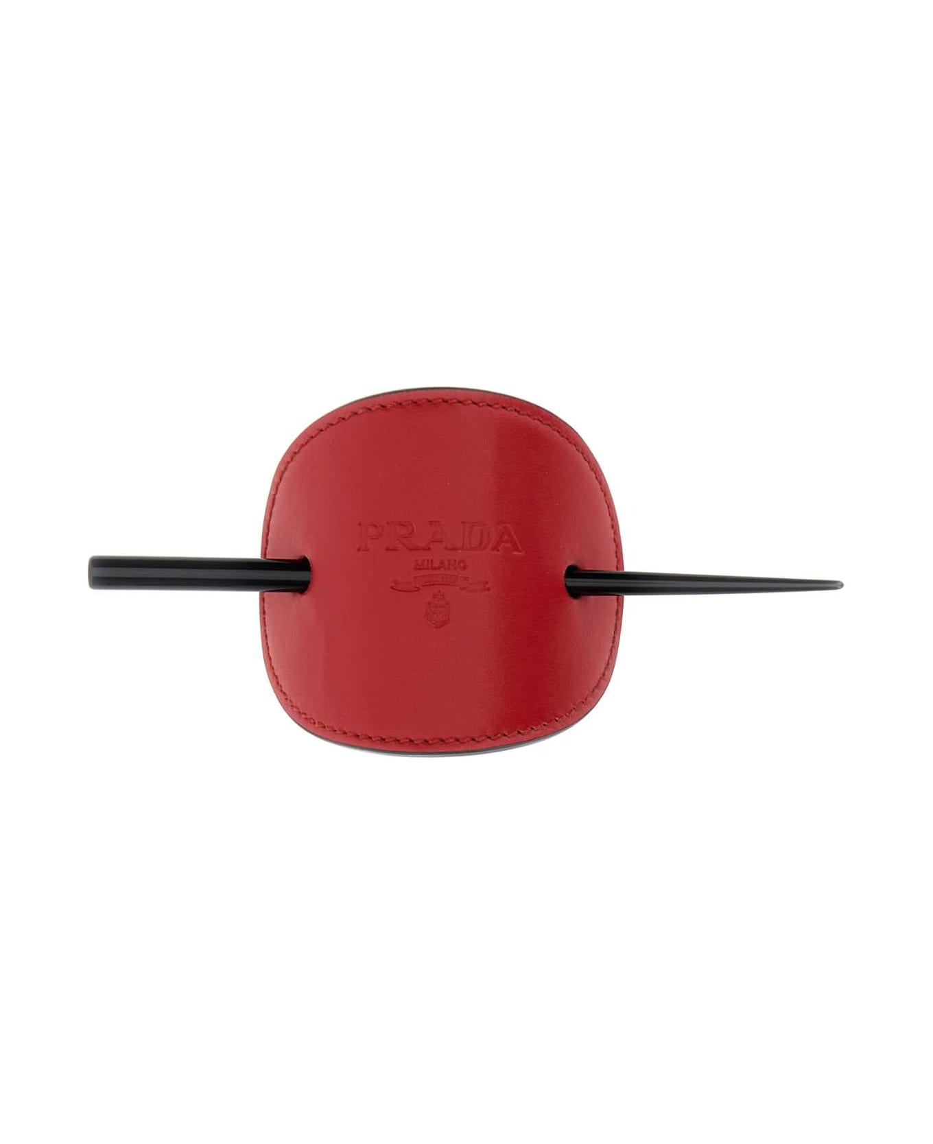 Prada Red Leather Hair Clip - FUOCO