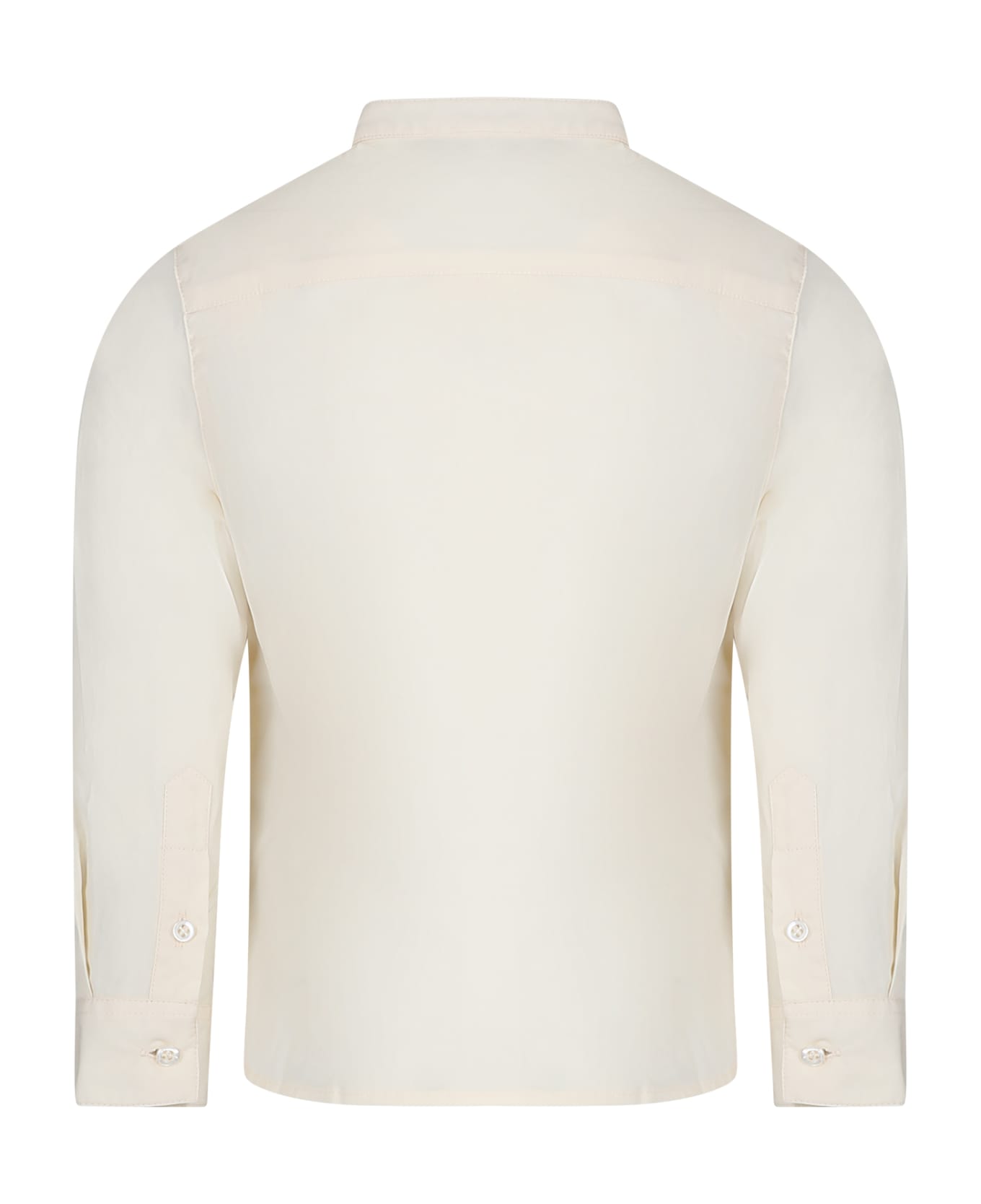 Emporio Armani Ivory Shirt For Boy With Eagle - Pergamena