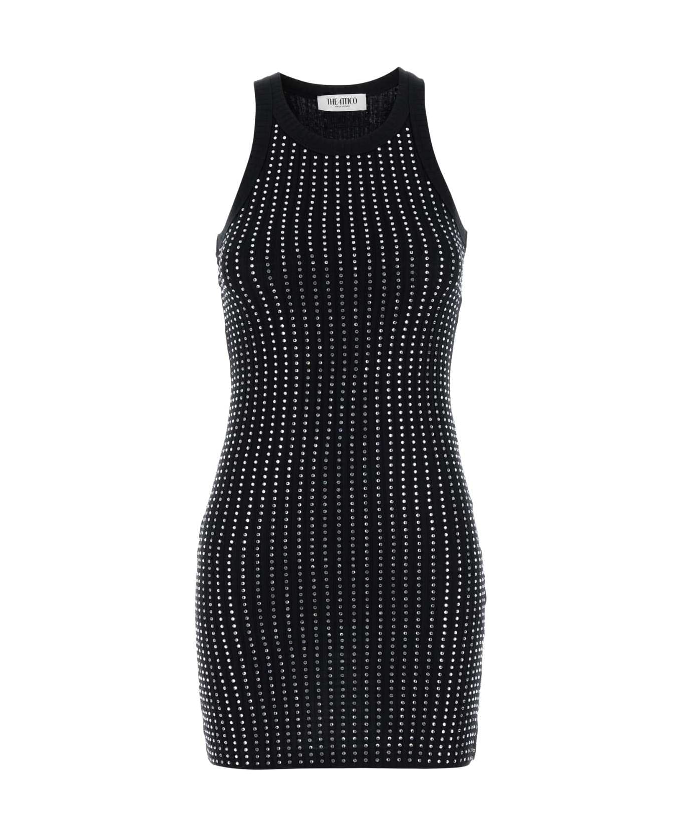 The Attico Embellished Cotton Dress - Black