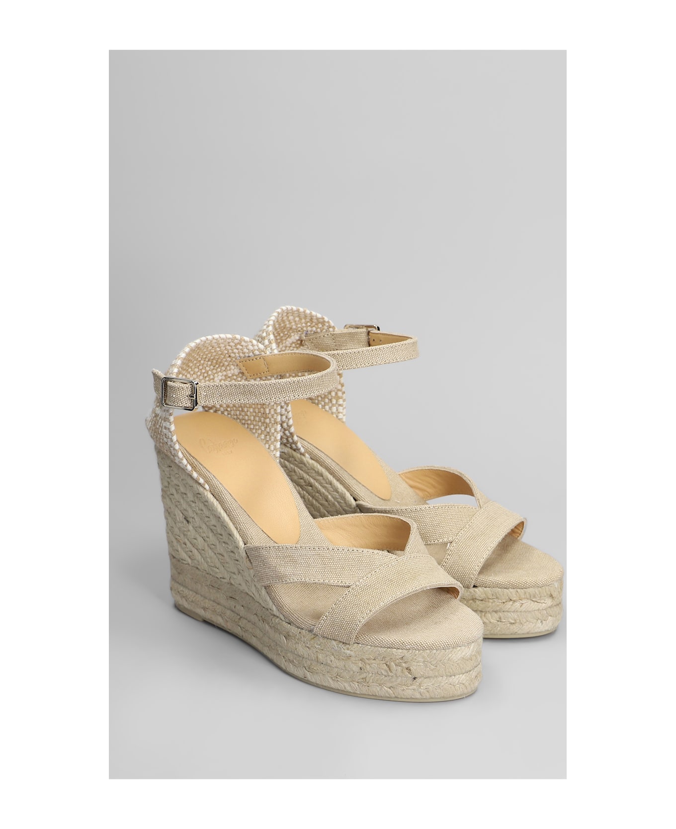 Castañer Bruna-8ed-002 Wedges In Beige Canvas - beige