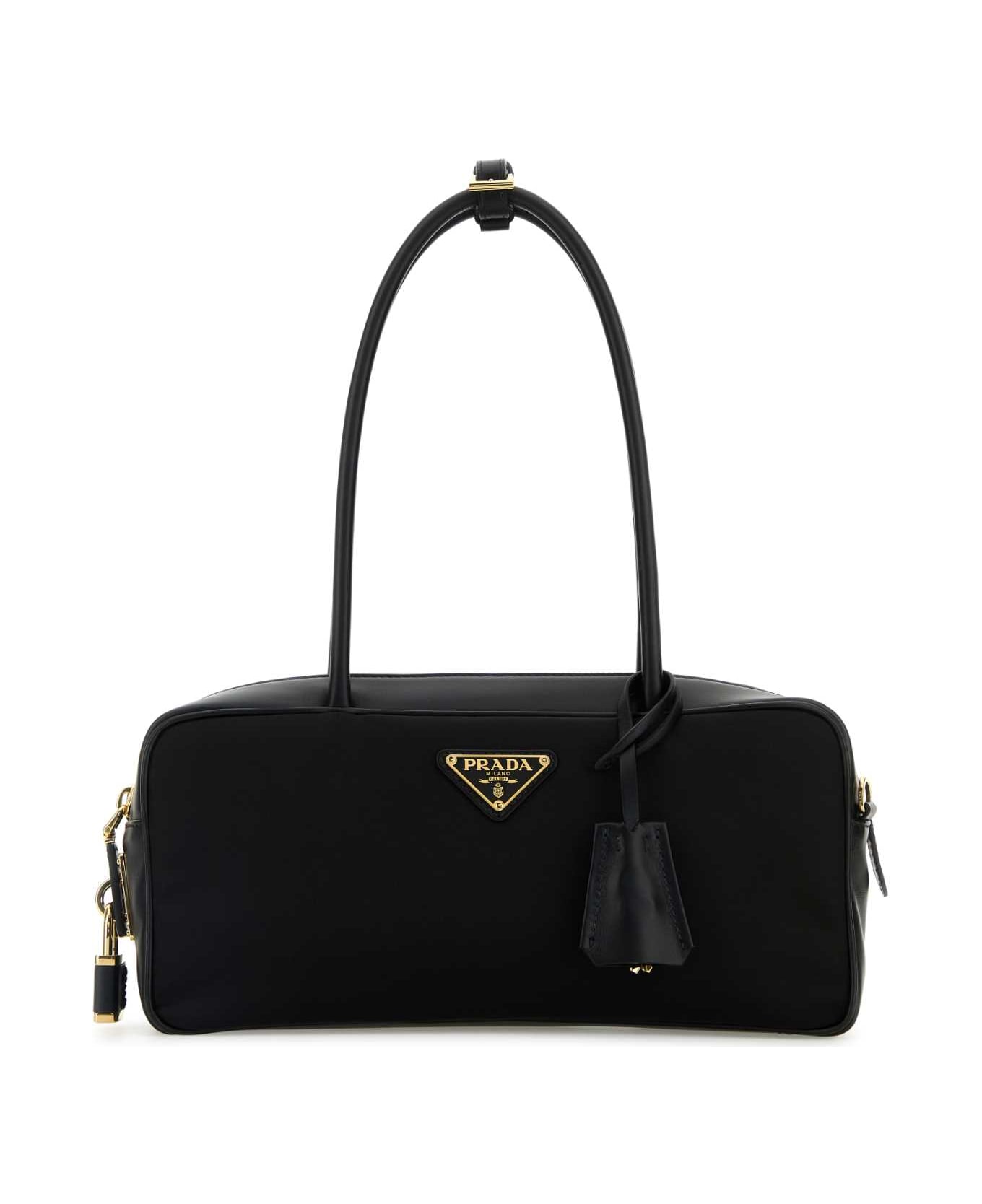 Prada Black Leather And Re-nylon Handbag - NERO