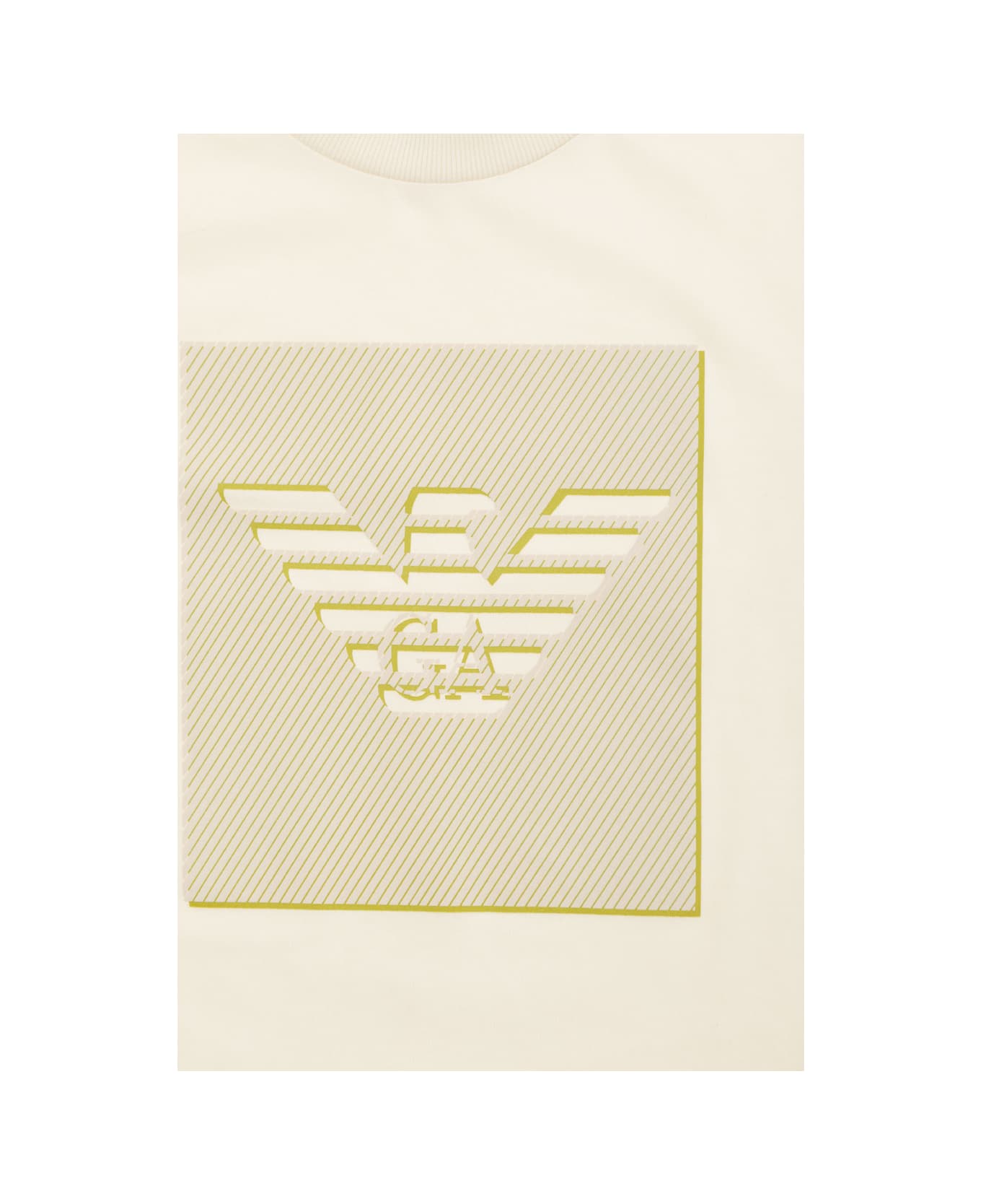 Emporio Armani Beige T-shirt With Front Logo In Cotton Boy - Beige