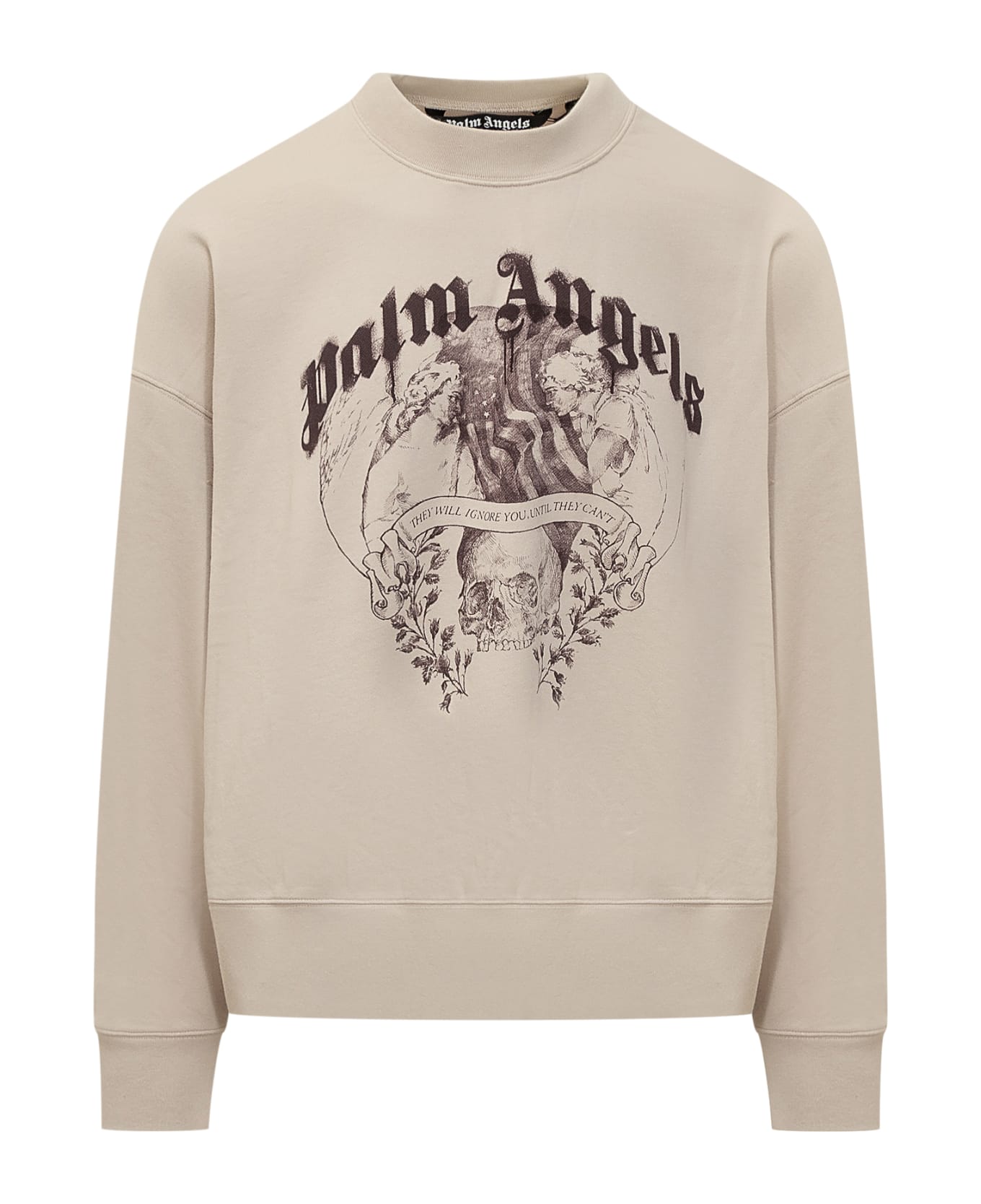 Palm Angels Statement Pencil Graphic Printed Sweatshirt - LIGHT BEIGE PLUM