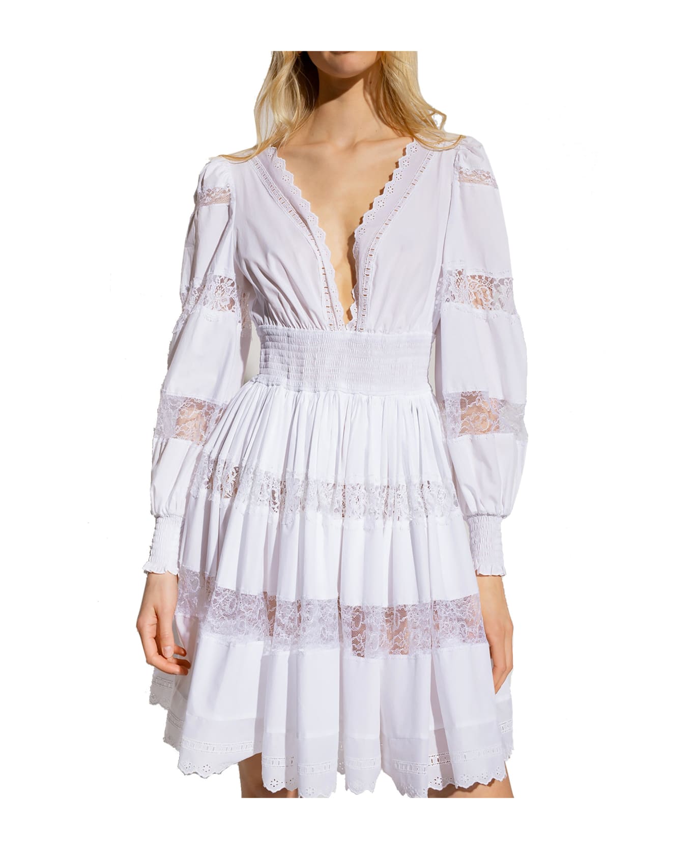 Dolce & Gabbana V-neck Midi Dress - White