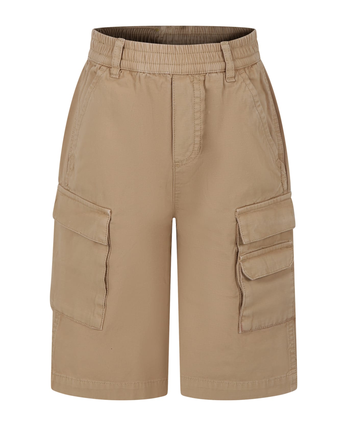 Little Marc Jacobs Beige Cargo Shorts For Boy With Logo - Beige Scuro ボトムス