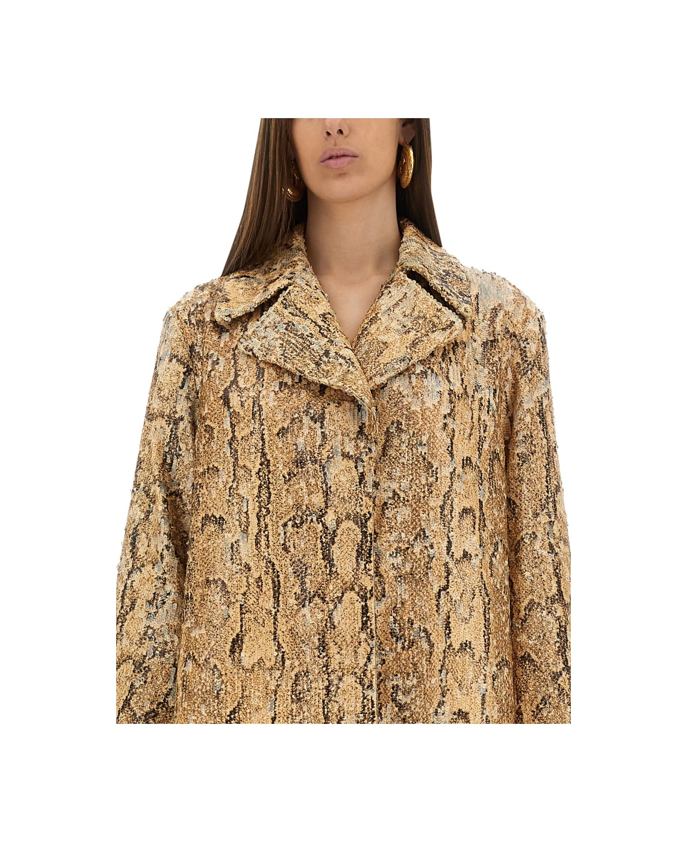 Dries Van Noten Long Coat With Sequins - ANIMALIER