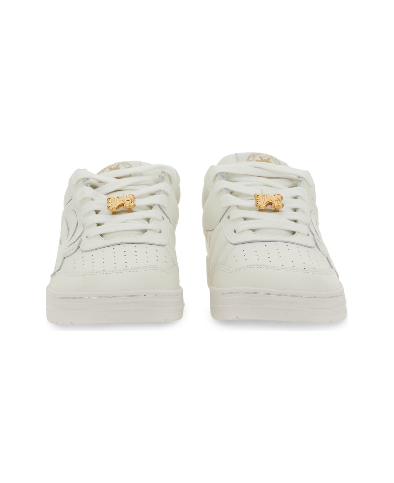 Palm Angels 'palm Beach University' White Leather Sneakers - BIANCO スニーカー