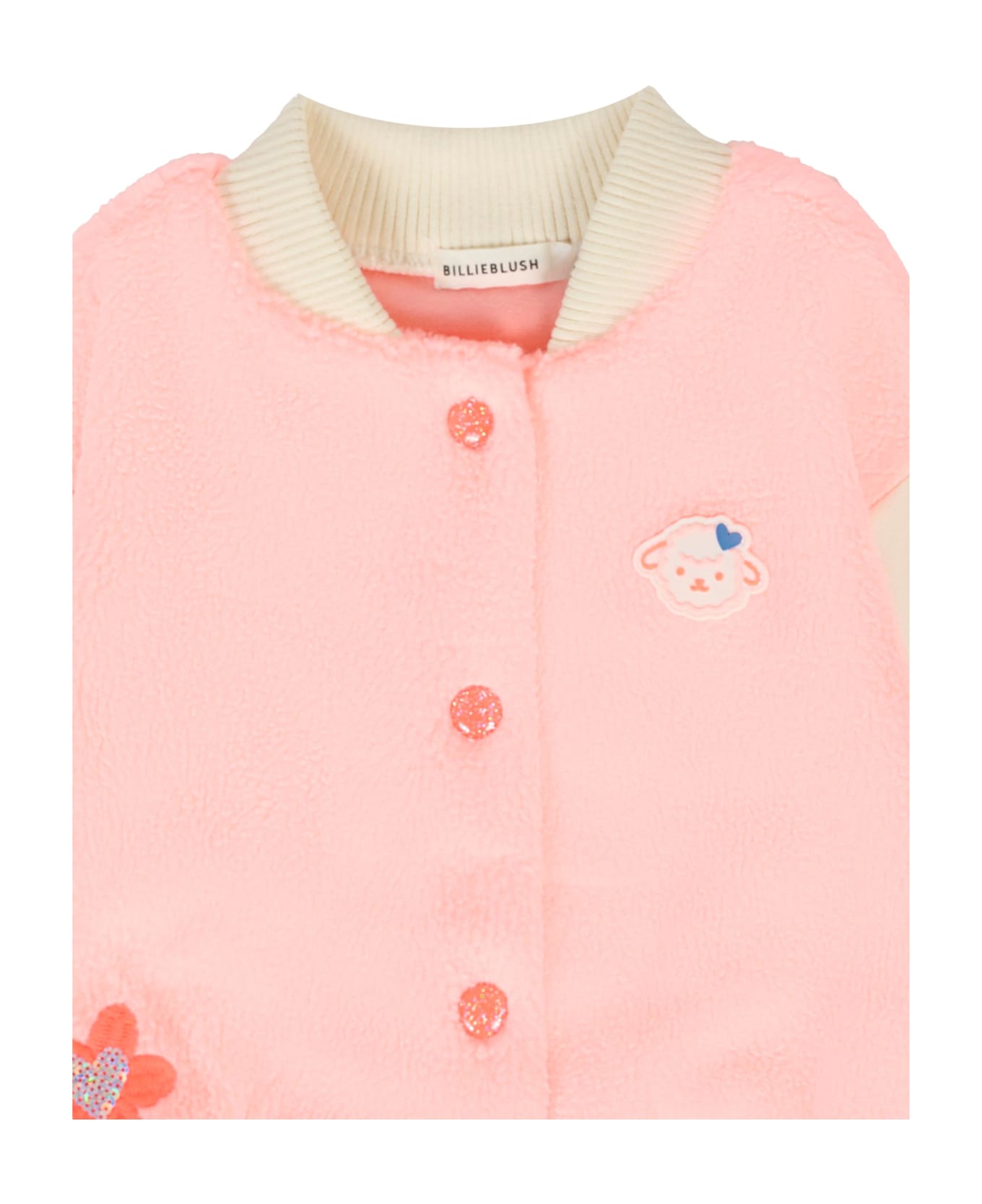 Billieblush Pink Bomber Jacket For Baby Girl With Sheep - Pink