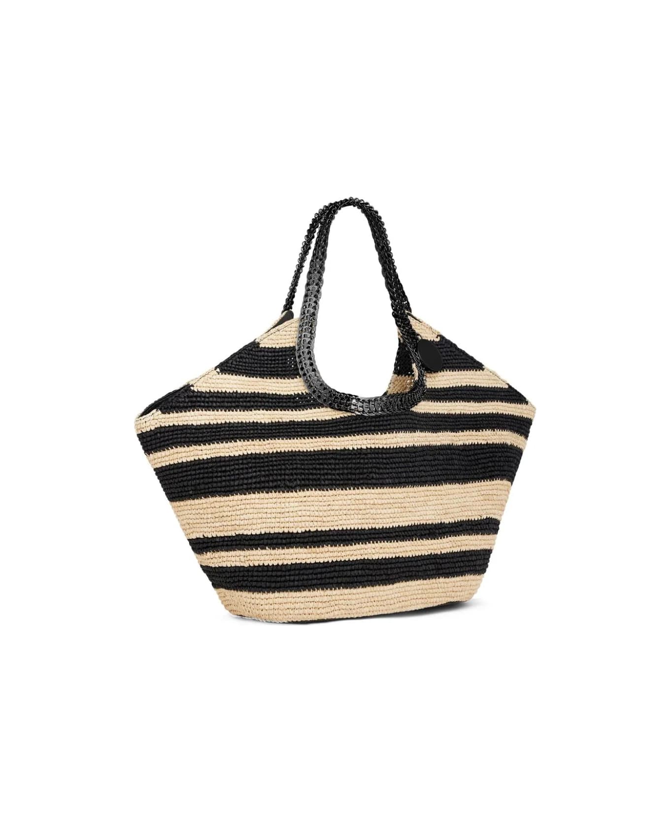 Paco Rabanne Striped Raffia Tote Bag With 1969 Discs Details - Brown トートバッグ