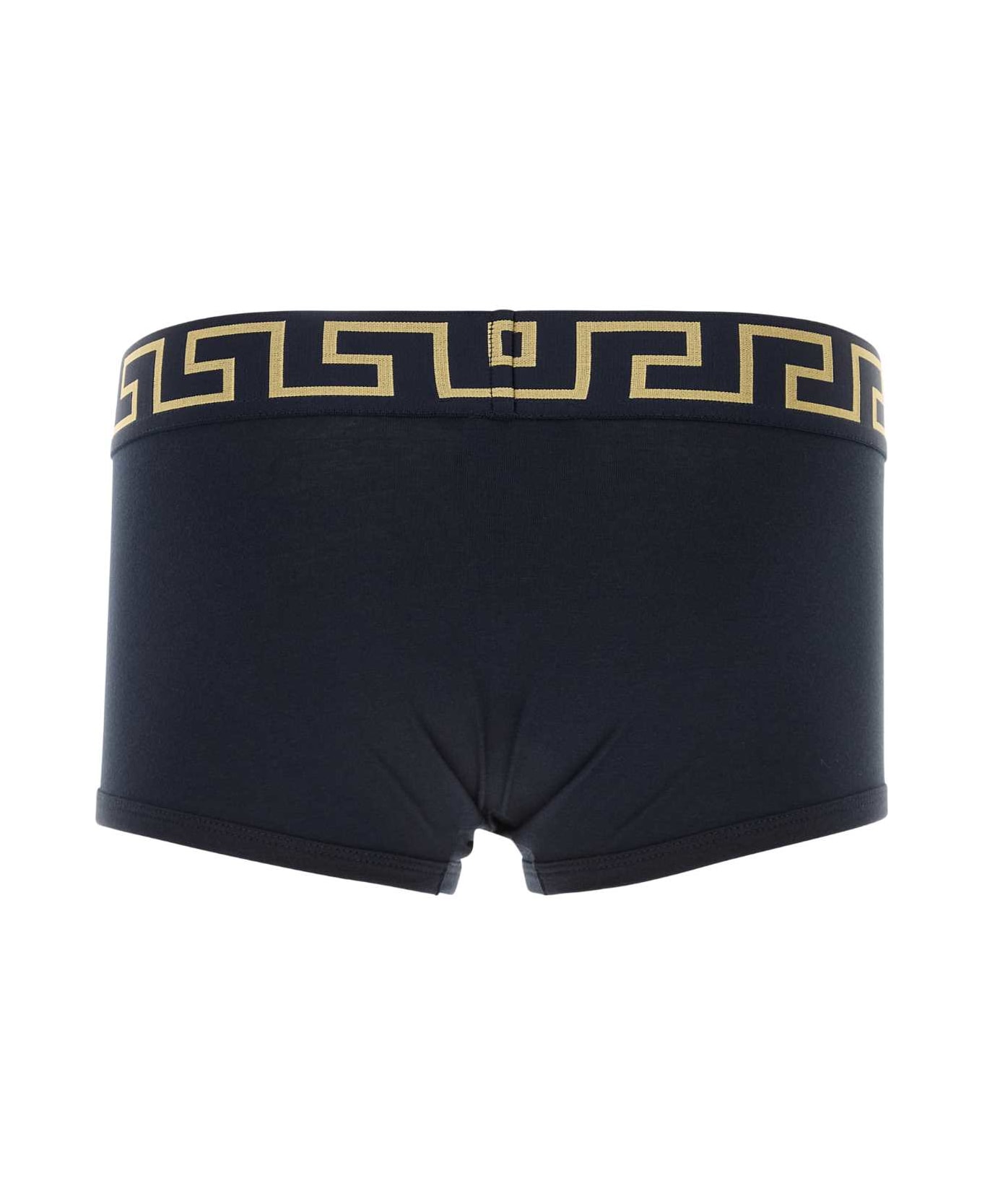 Versace Navy Blue Stretch Cotton Boxer - LUEGOLD