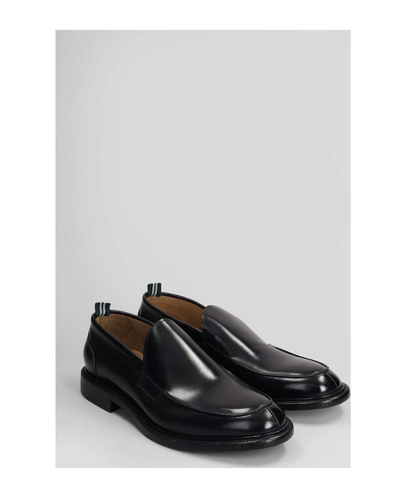 Green George Loafers In Black Leather - black