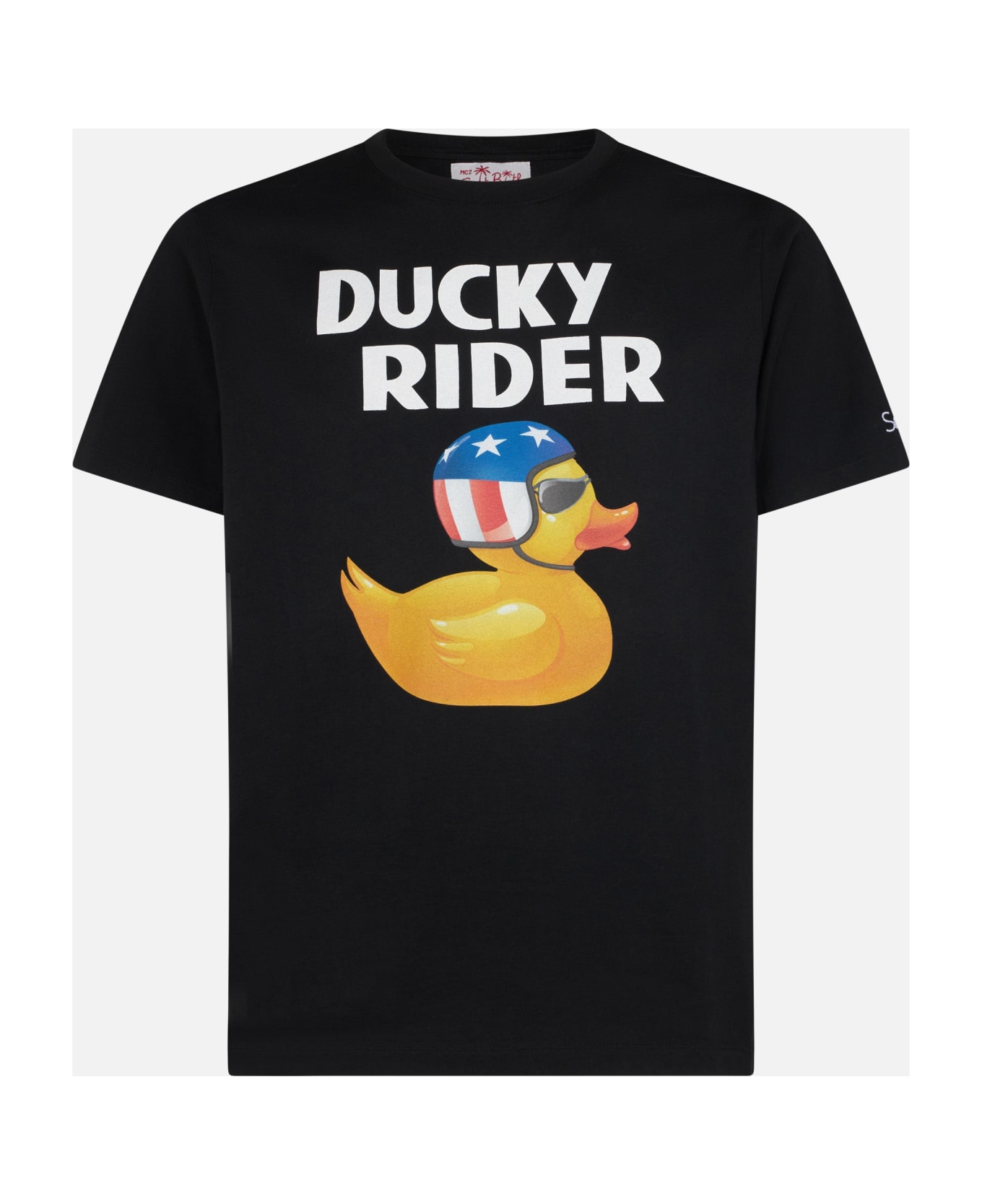 MC2 Saint Barth Ducky Rider Printed Man T-shirt - BLACK