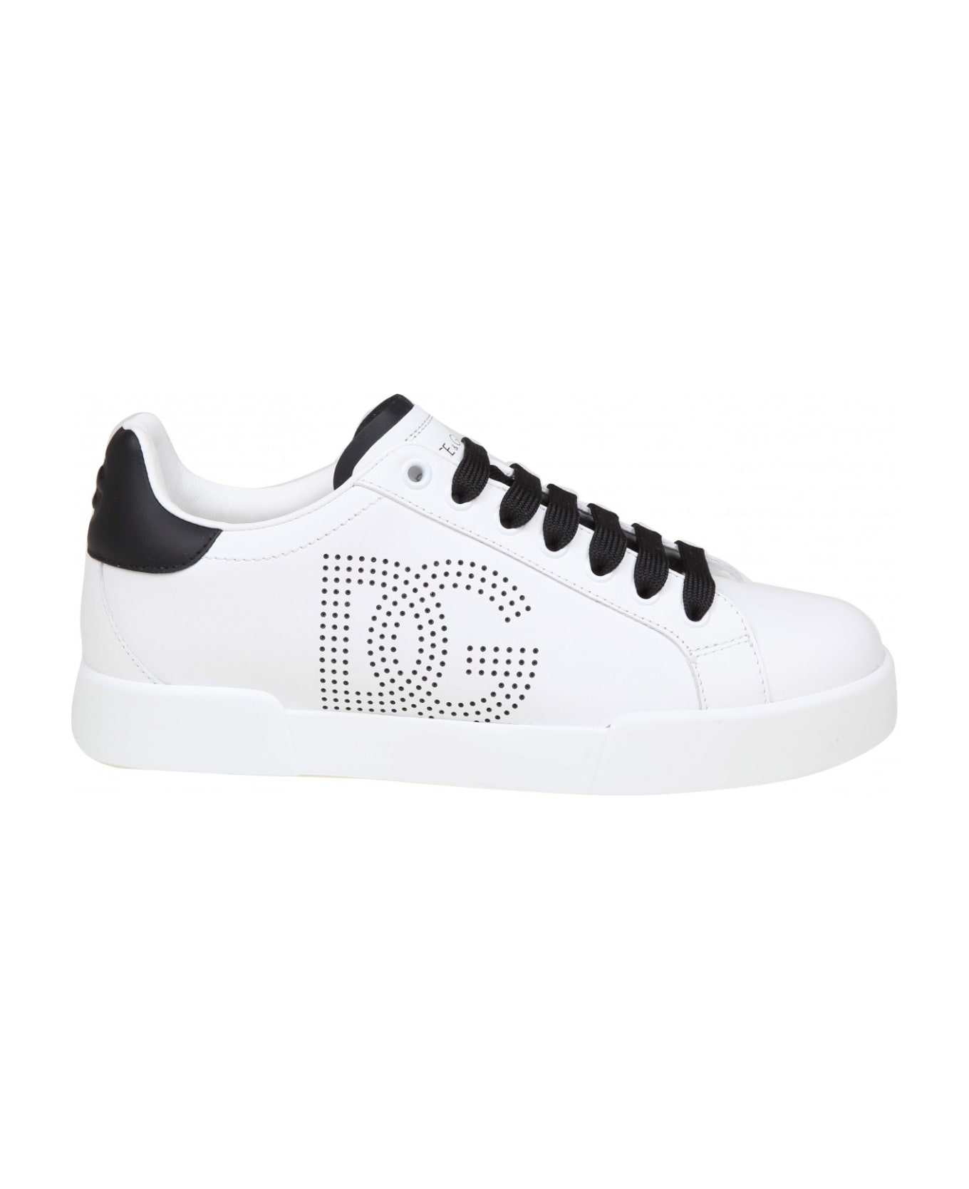 Dolce & Gabbana Portofino Light Sneakers In Black And White Leather - white/black