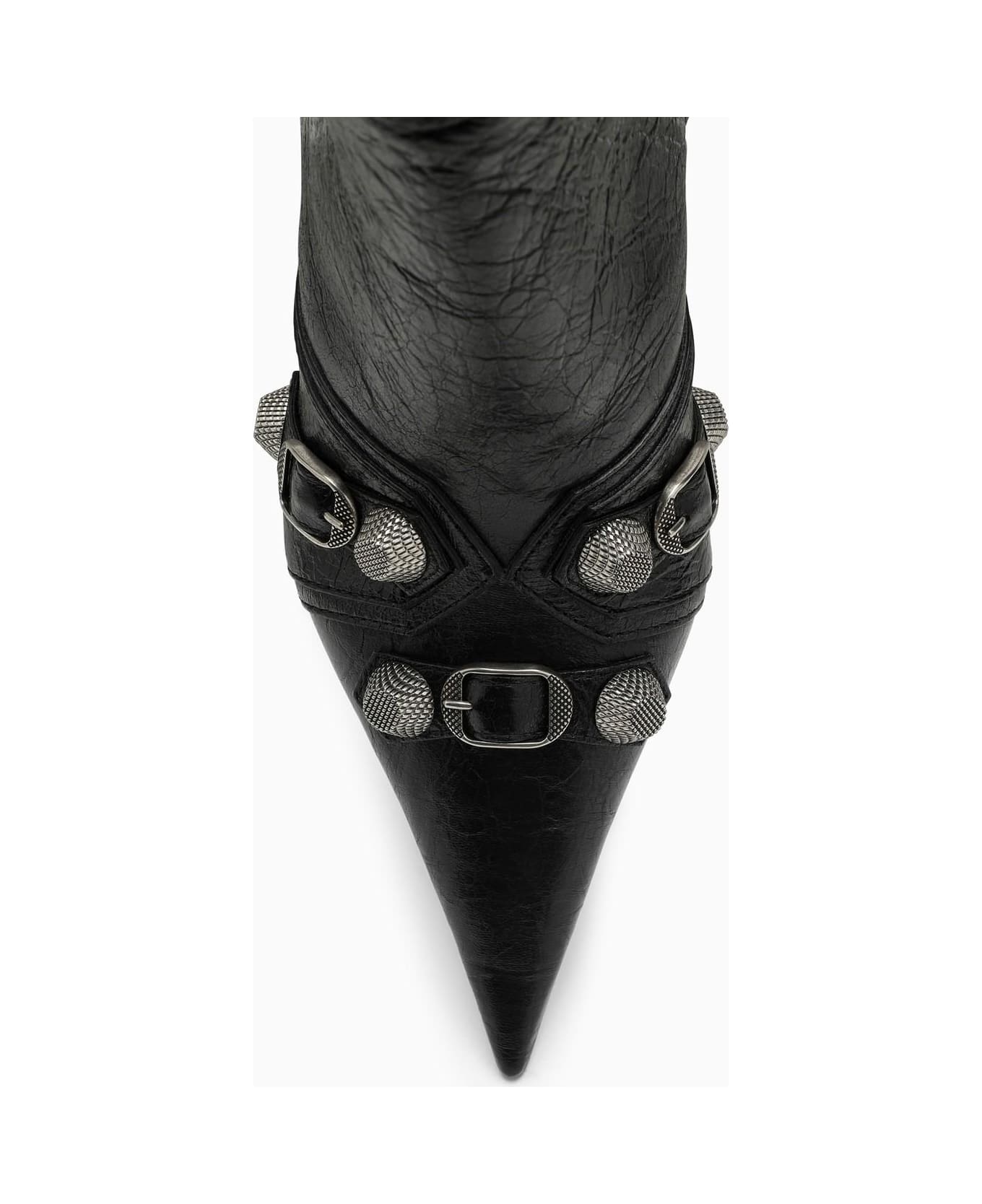 Balenciaga Black Leather Cagole Ankle Boot - BLACK