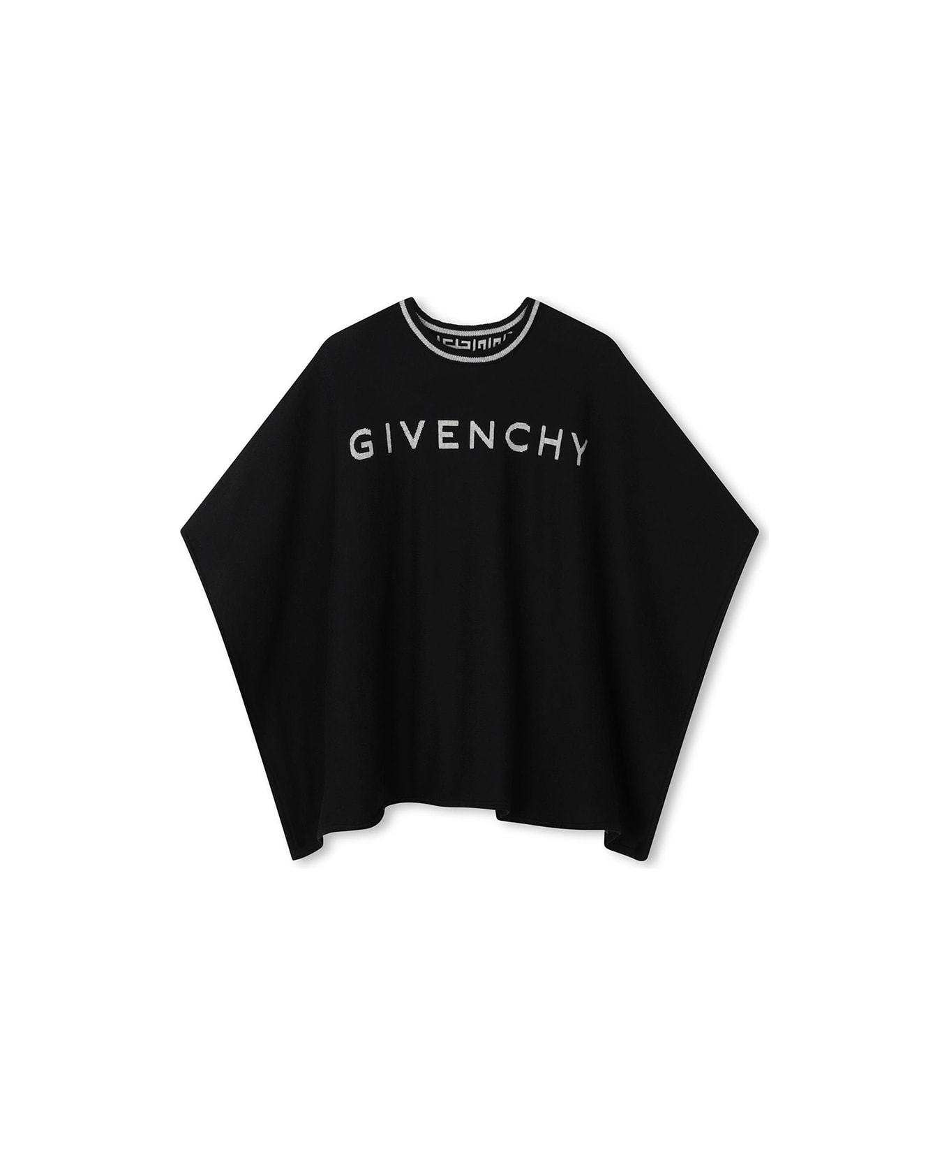 Givenchy Black And White Reversible Cape With Logo And 4g Motif - Black