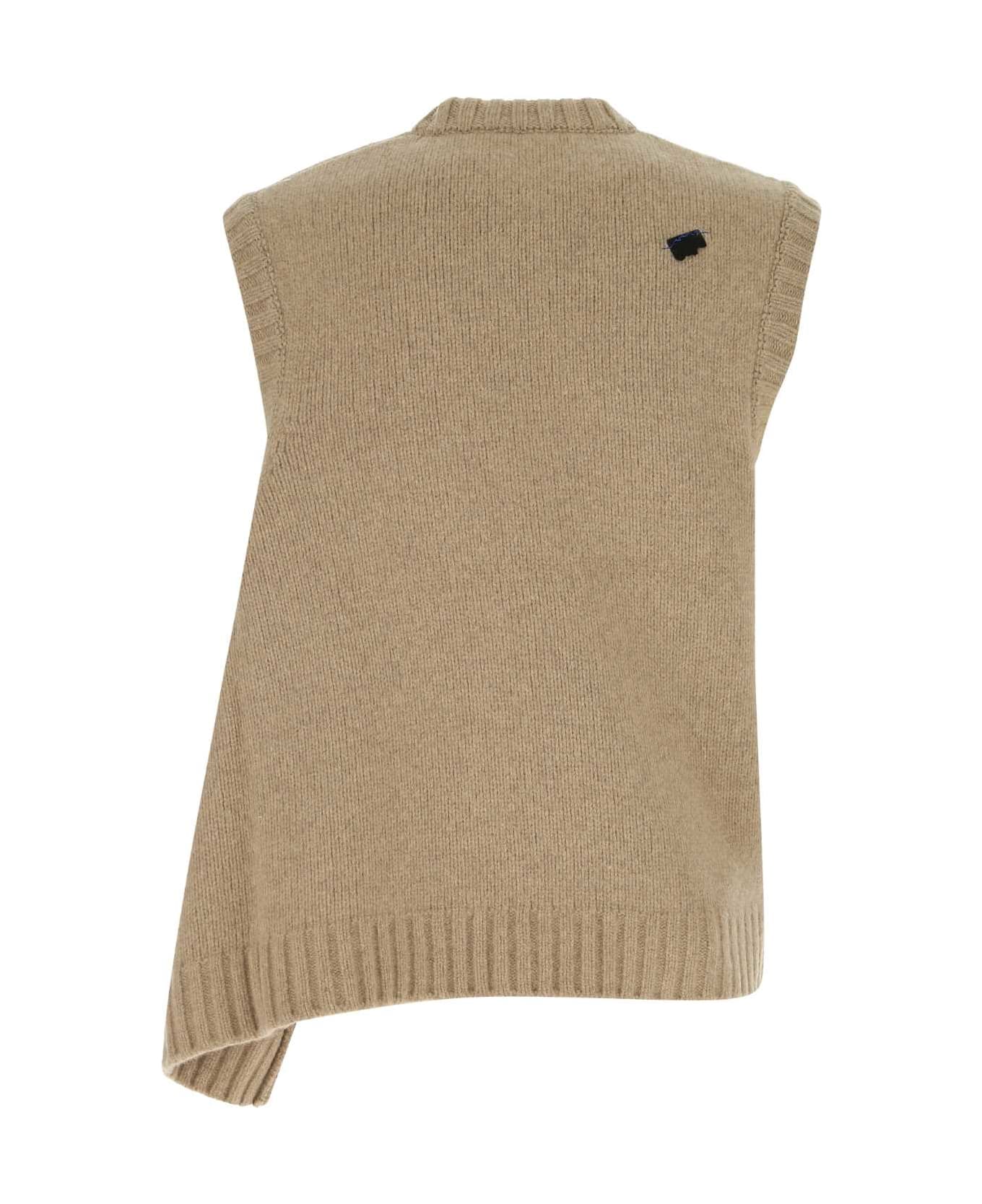 Ader Error Cappuccino Wool Blend Oversize Vest - BEIGE