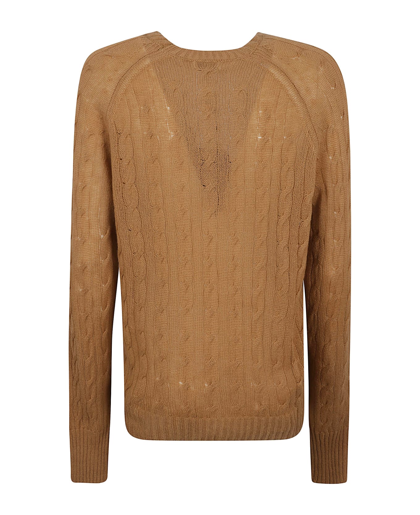 Etro Rib Trim Logo Embroidered Cable-knit Sweater - Beige
