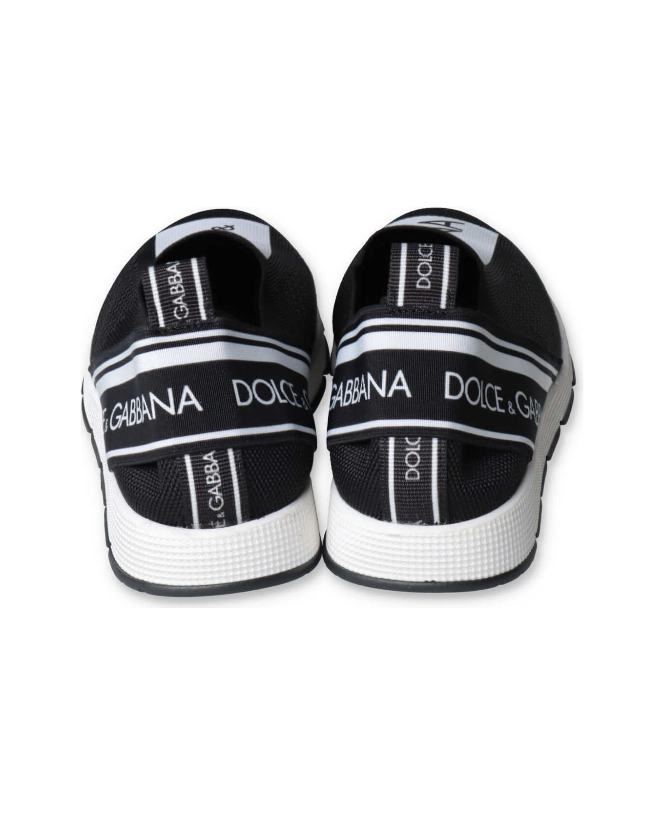 Dolce & Gabbana Sneakers Slip On Nere In Maglina Con Logo - Nero