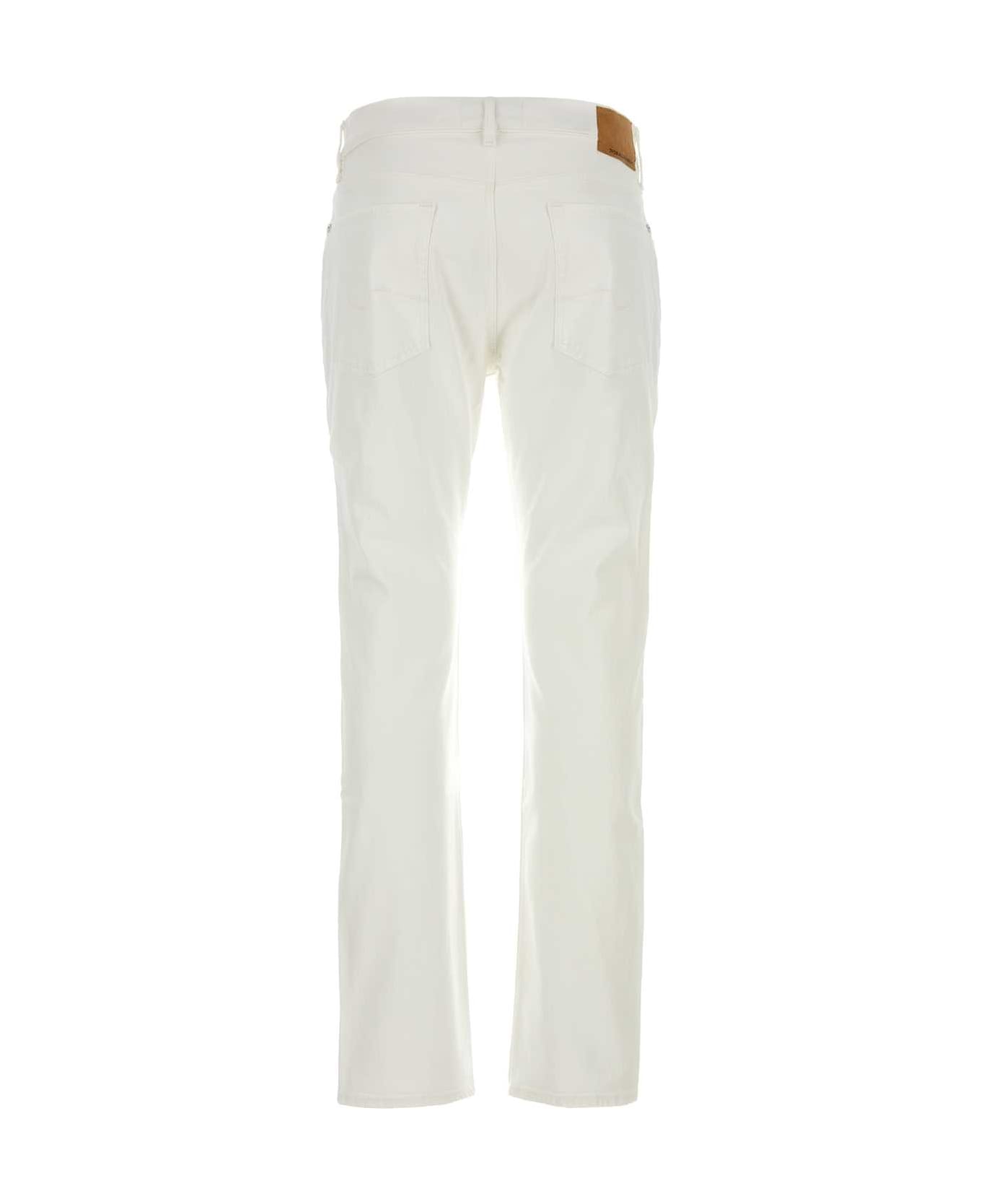 7 For All Mankind White Stretch Denim The Straight Jeans - BIANCO