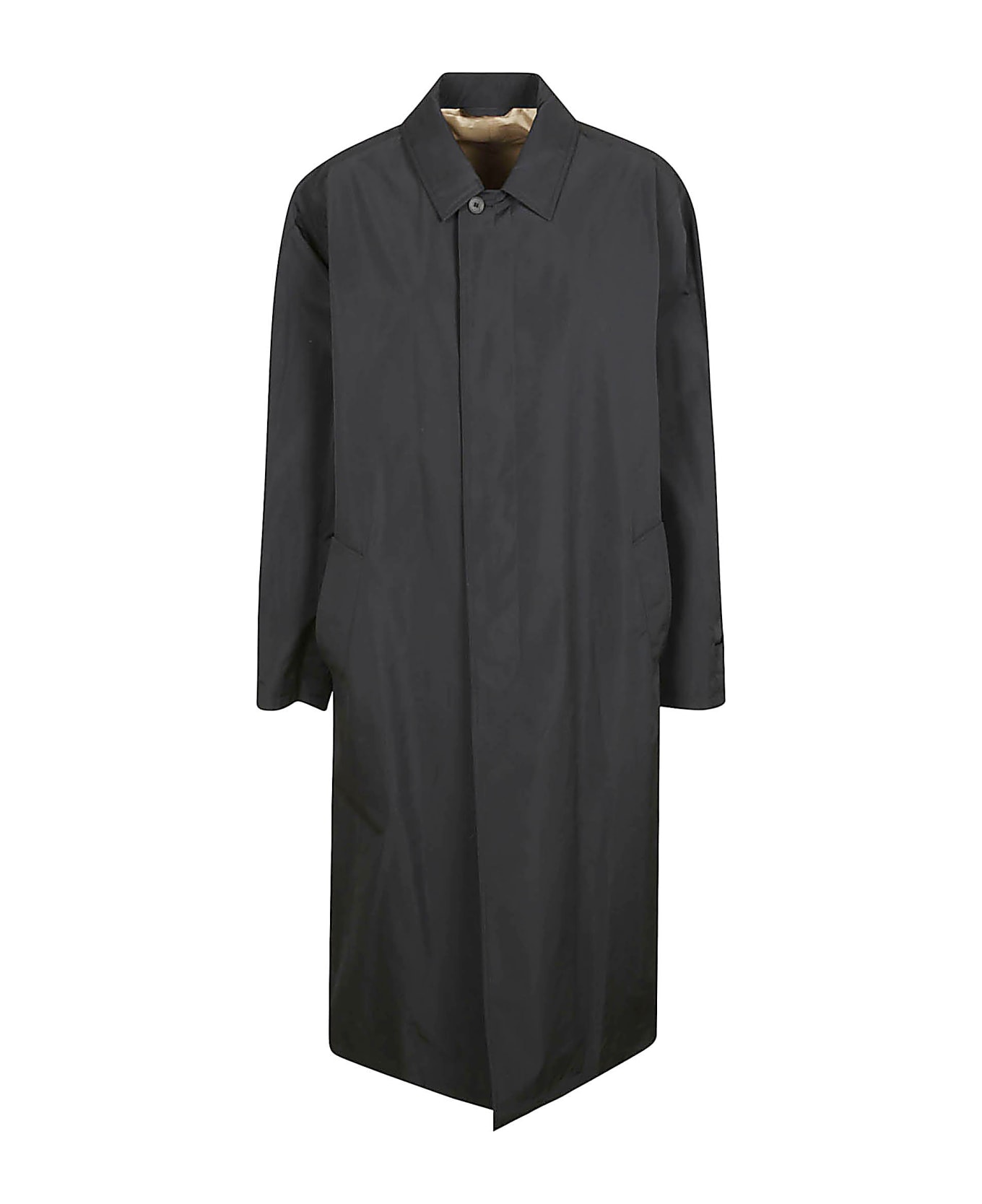 Maison Flaneur Single-button Long Plain Coat - Black