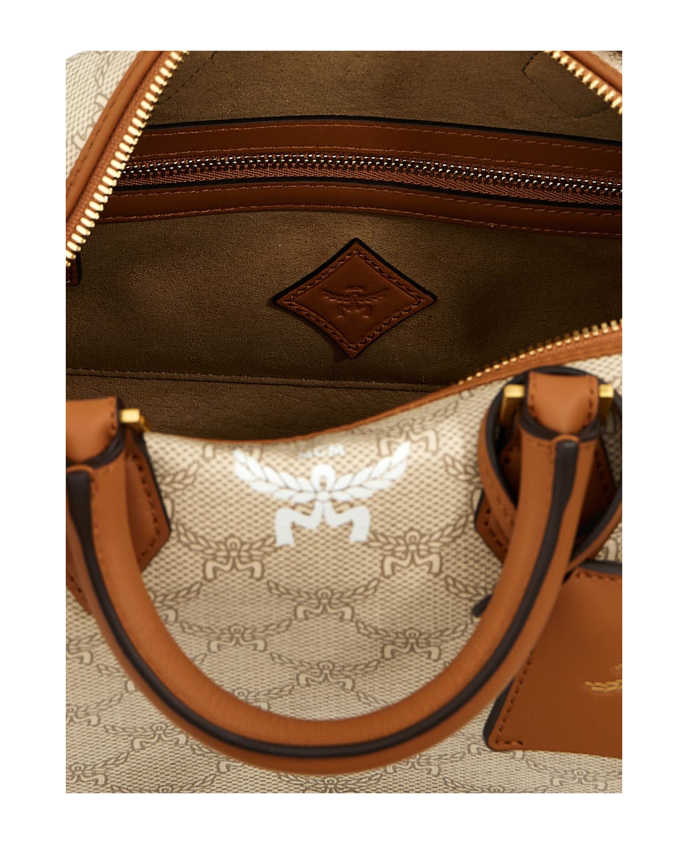 MCM 'ella Boston Lauretos' Small Handbag - BEIGE