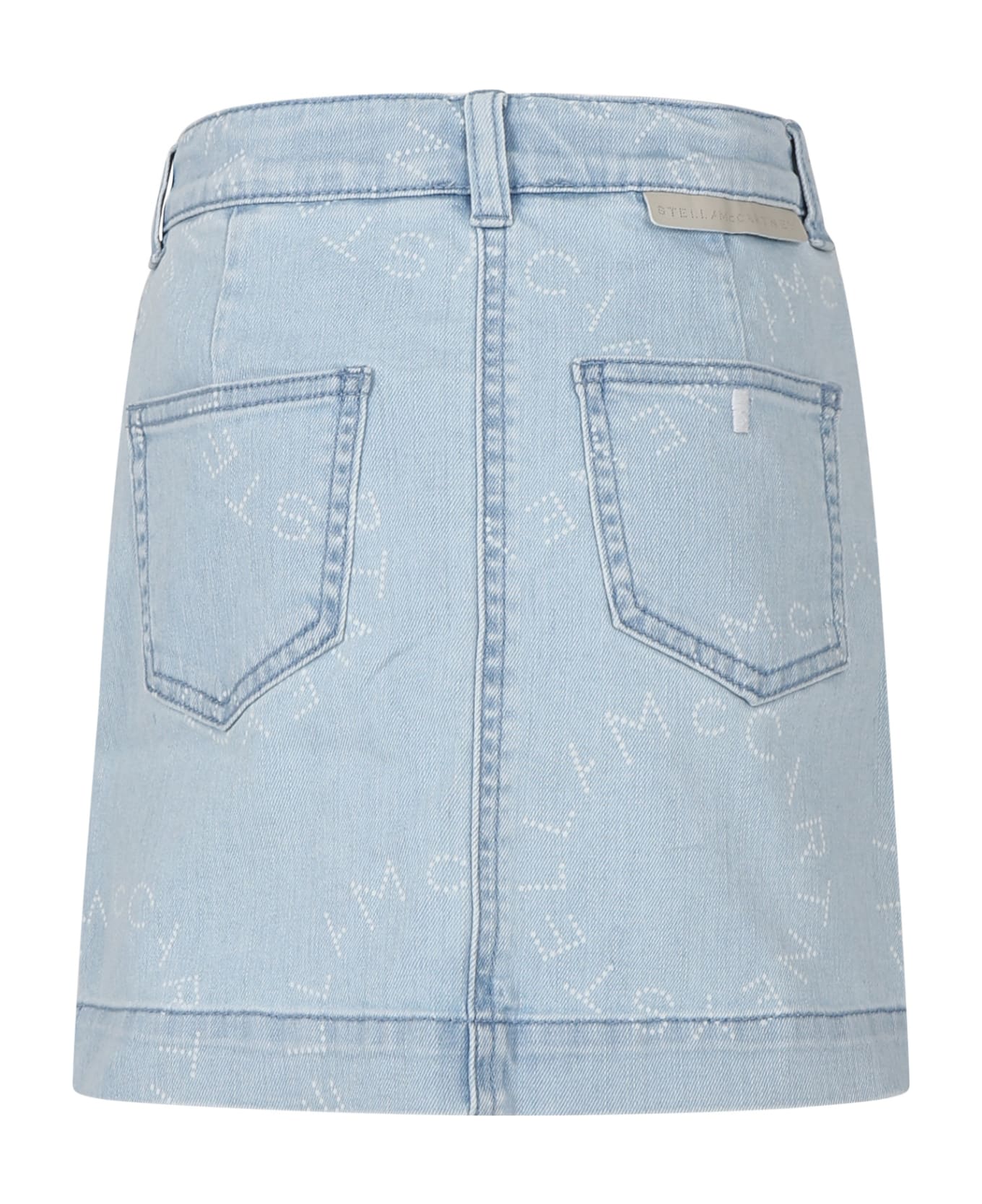 Stella McCartney Denim Skirt For Girl With Logo - BLUE