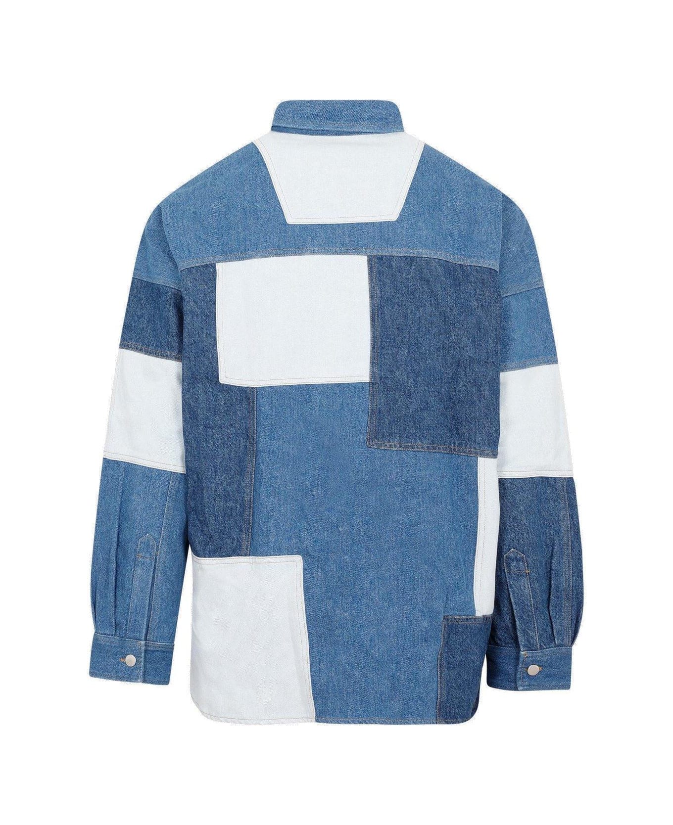 AMBUSH Patchwork Buttoned Denim Shirt Jacket - Blu medio