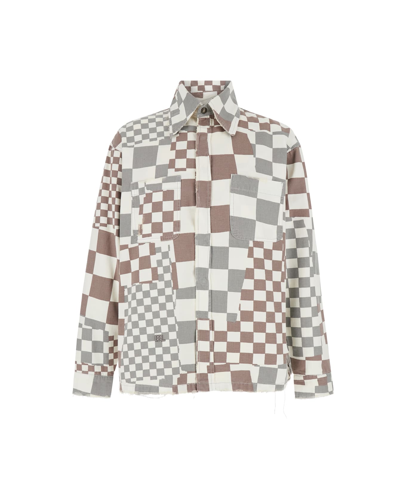 ERL Multicolor Jacket With Asymmetric Check Motif In Cotton Denim Man - Grey ジャケット