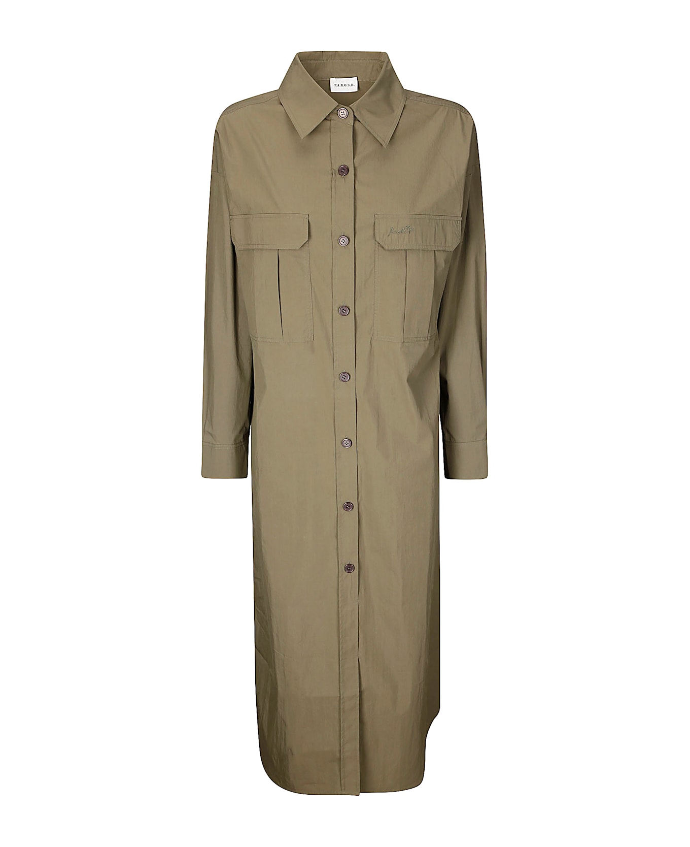 Parosh Long Dress - OLIVE GREEN